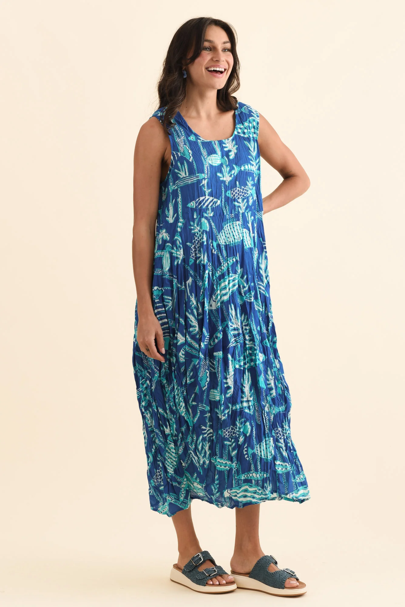 Mason Cobalt Sea Cotton Pocket Dress - Image 3