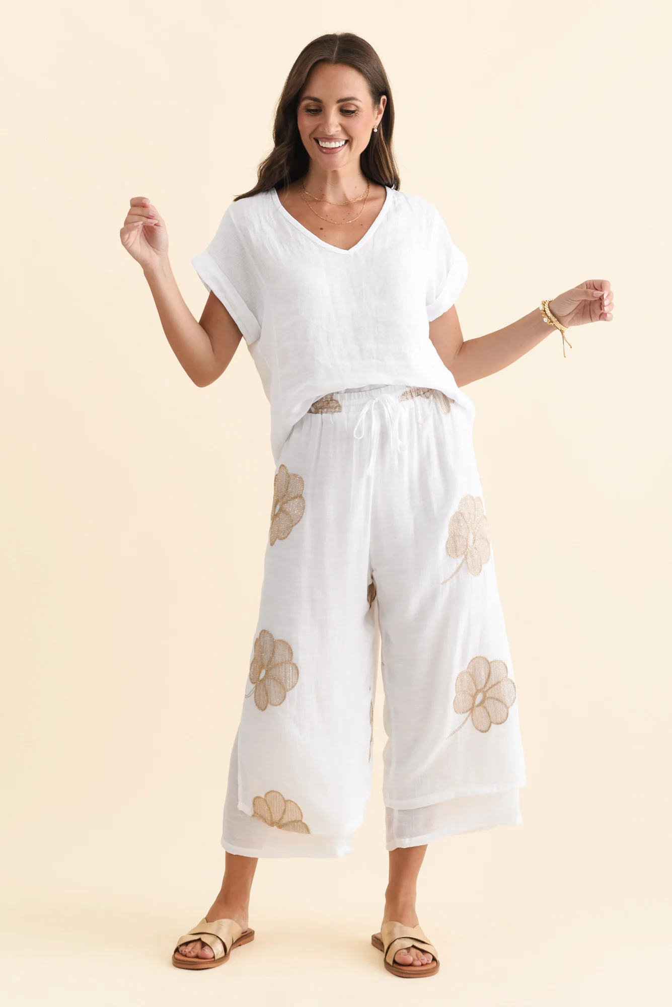 Max White Flower Layered Pants - Image 7