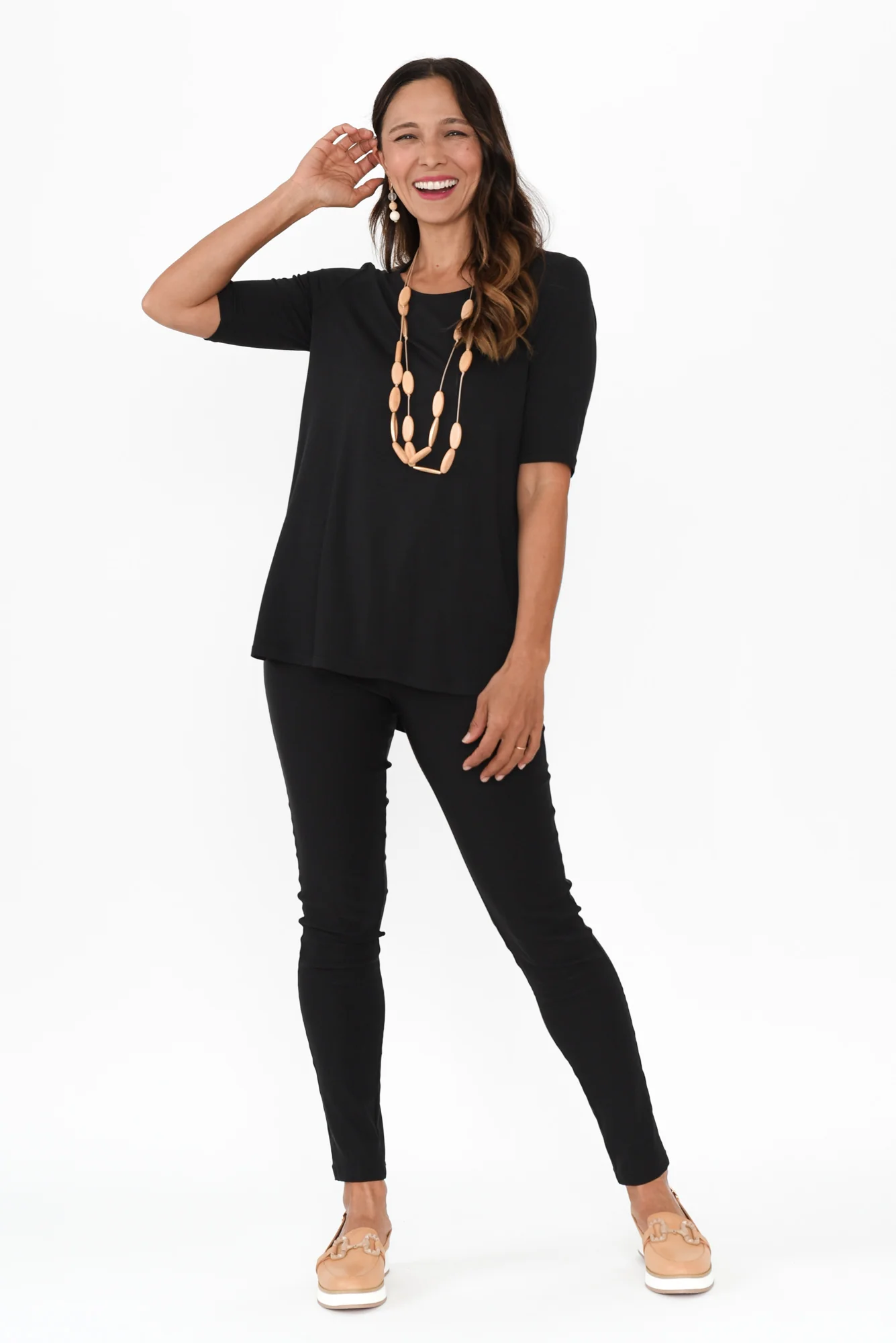 Maya Black Half Sleeve Tee - Image 3