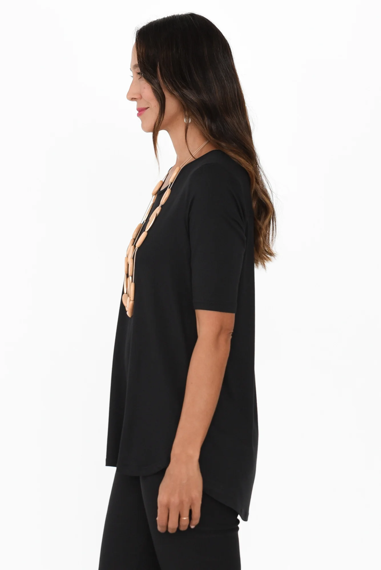 Maya Black Half Sleeve Tee - Image 4