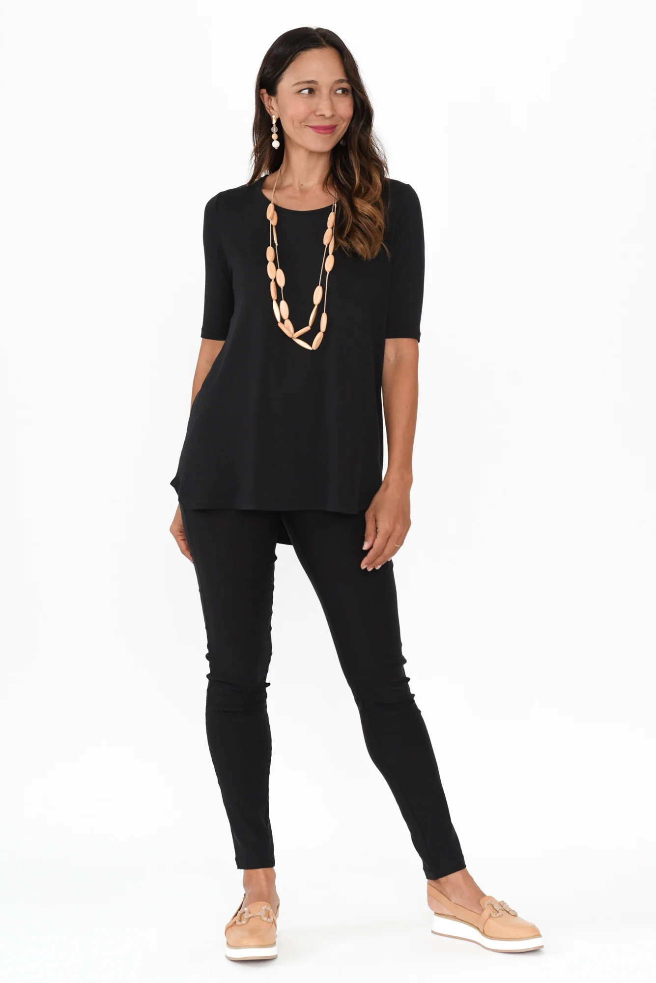 Maya Black Half Sleeve Tee - Image 7