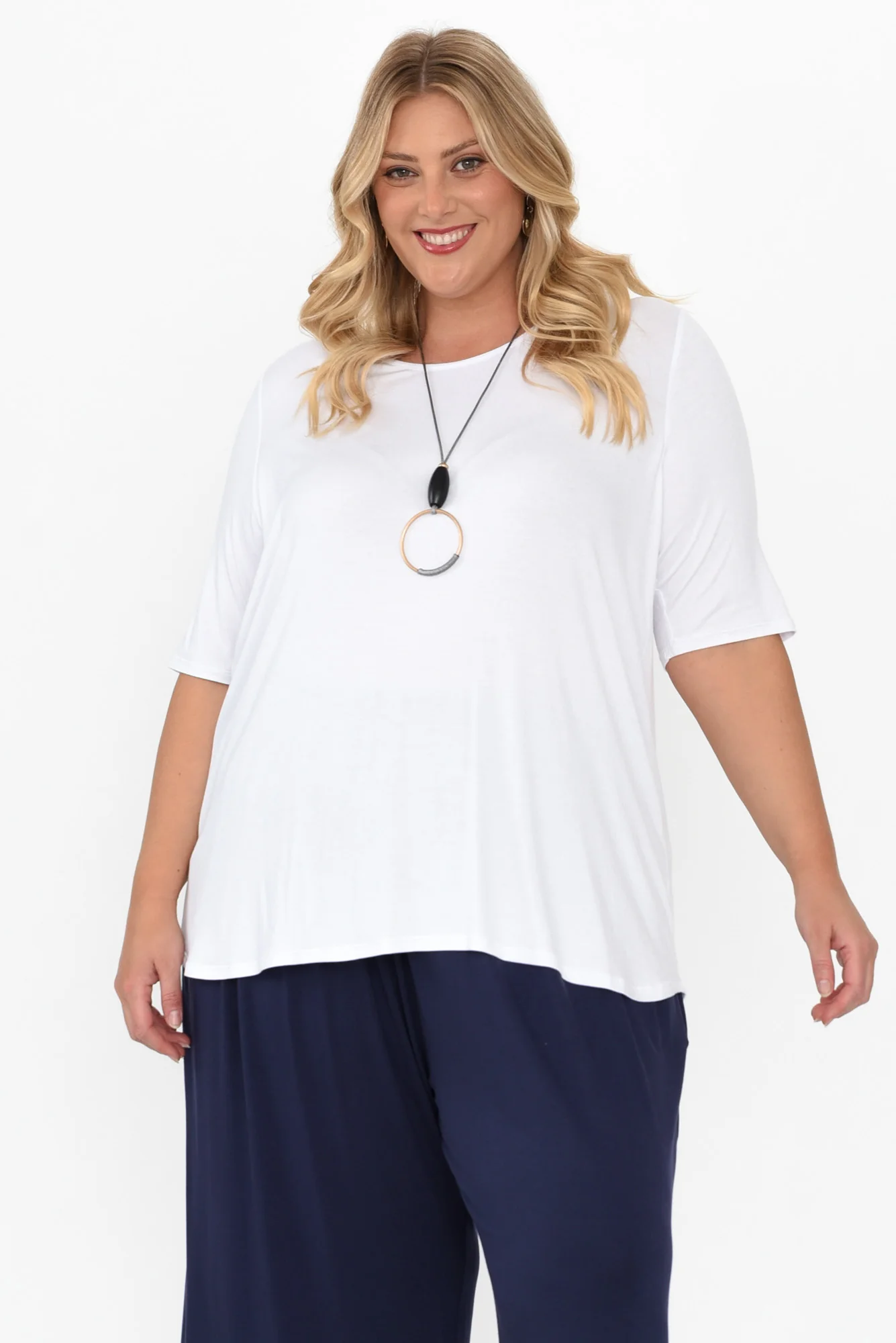 Maya White Half Sleeve Tee - Image 7