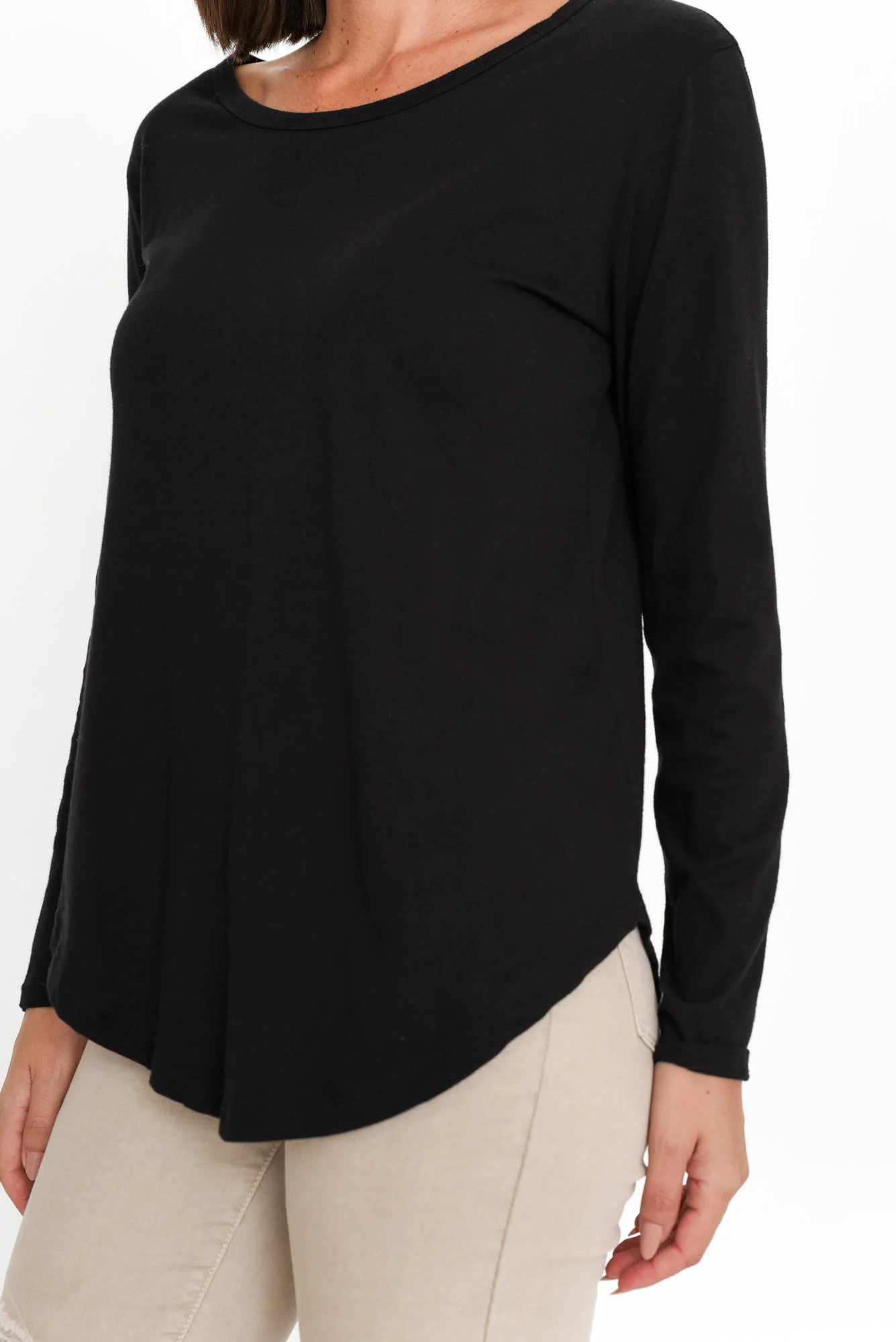 Megan Black Cotton Long Sleeve Top - Image 6