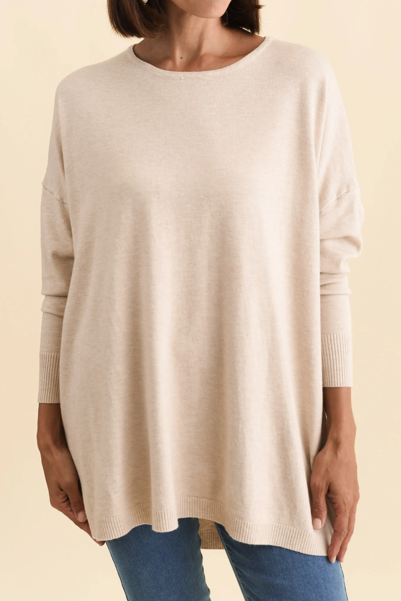 Meryl Beige Wool Blend Drape Jumper - Image 5