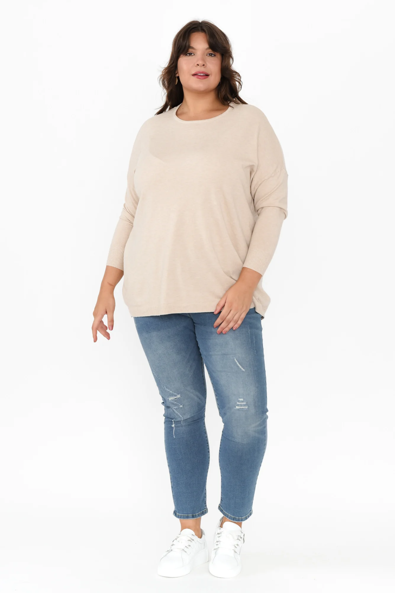Meryl Beige Wool Blend Drape Jumper - Image 8