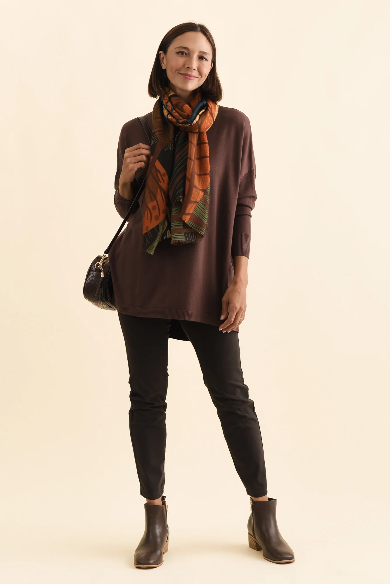 Meryl Brown Wool Blend Drape Jumper - Image 2