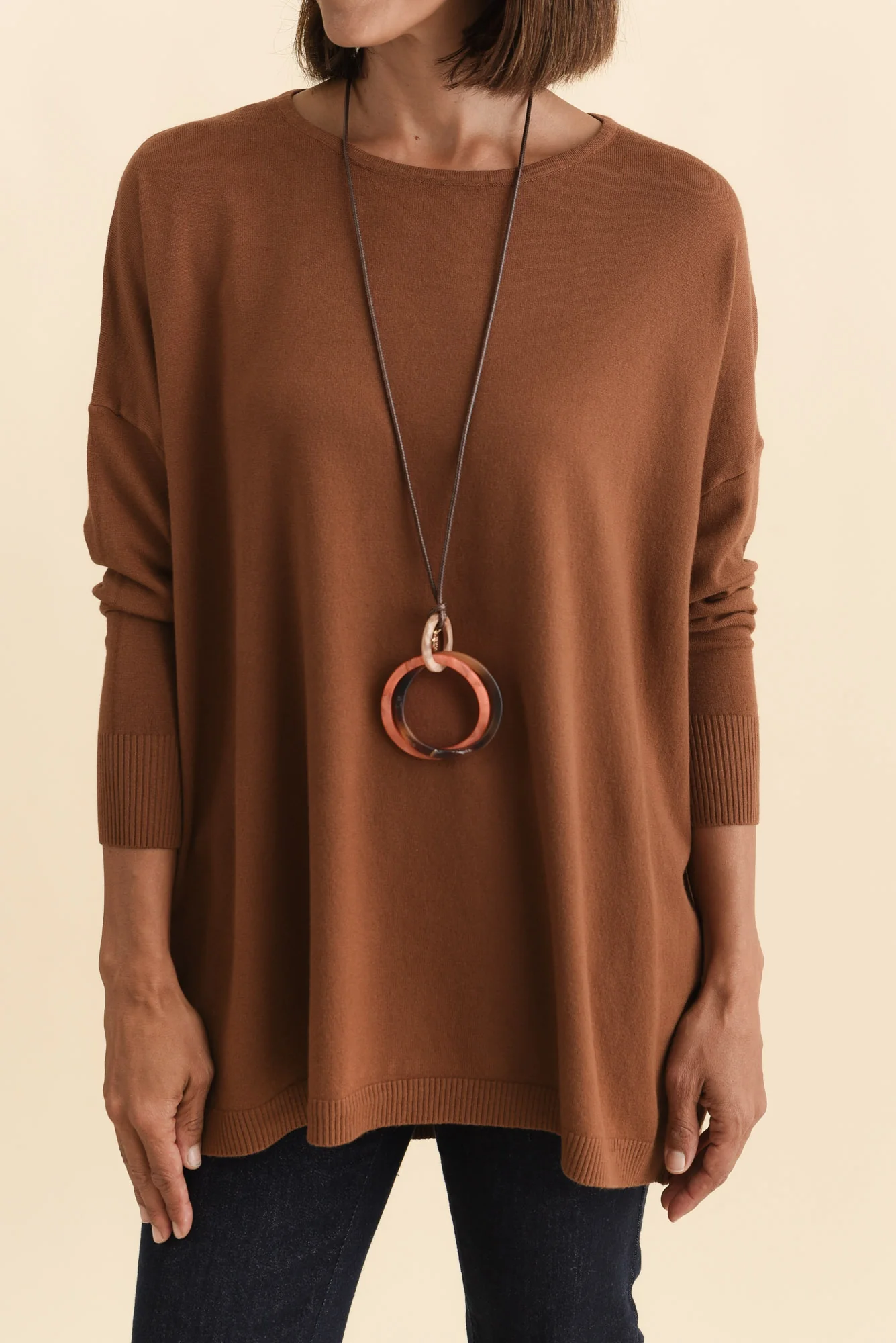 Meryl Chocolate Wool Blend Drape Jumper - Image 6