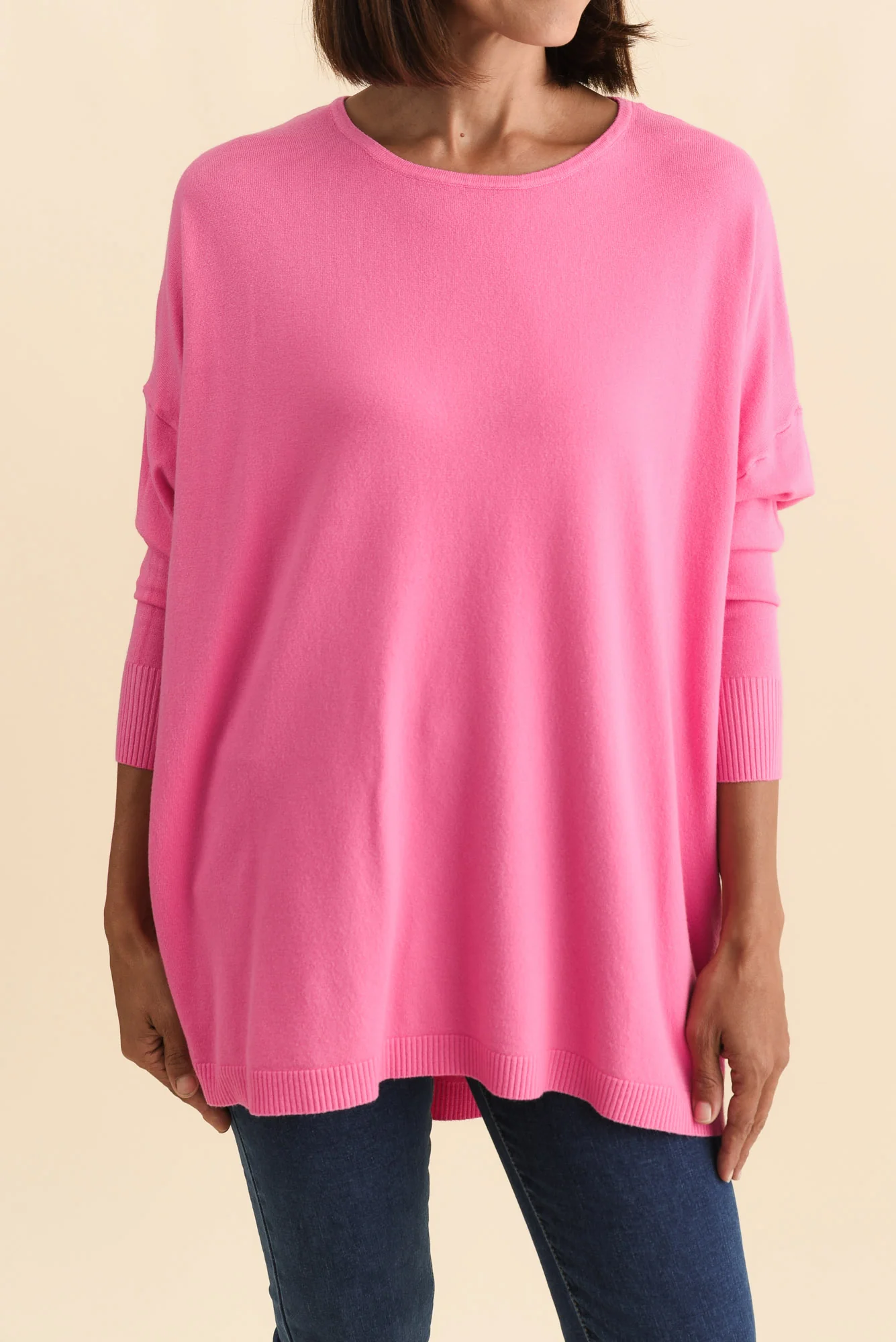 Meryl Hot Pink Wool Blend Drape Jumper - Image 5