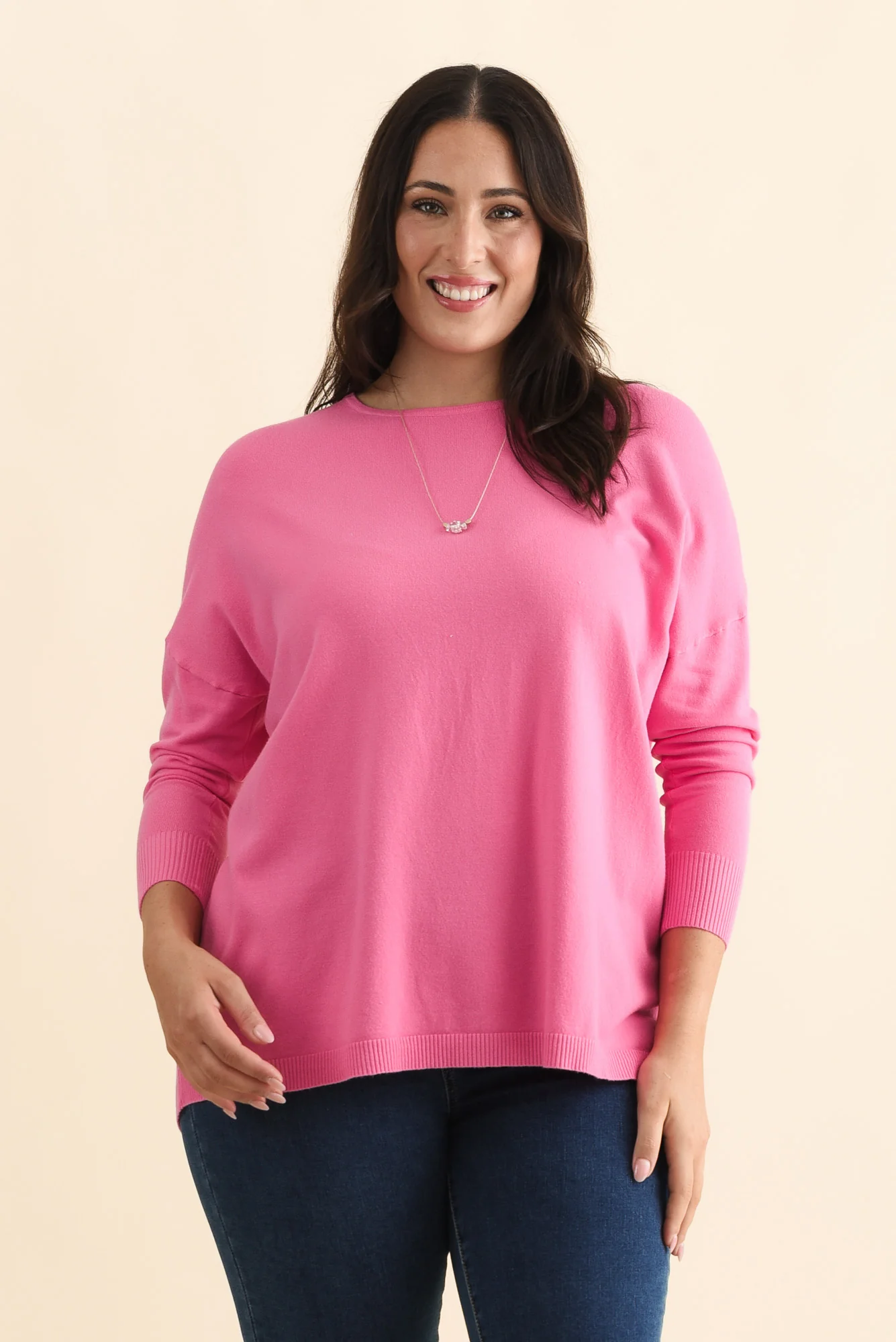 Meryl Hot Pink Wool Blend Drape Jumper - Image 7