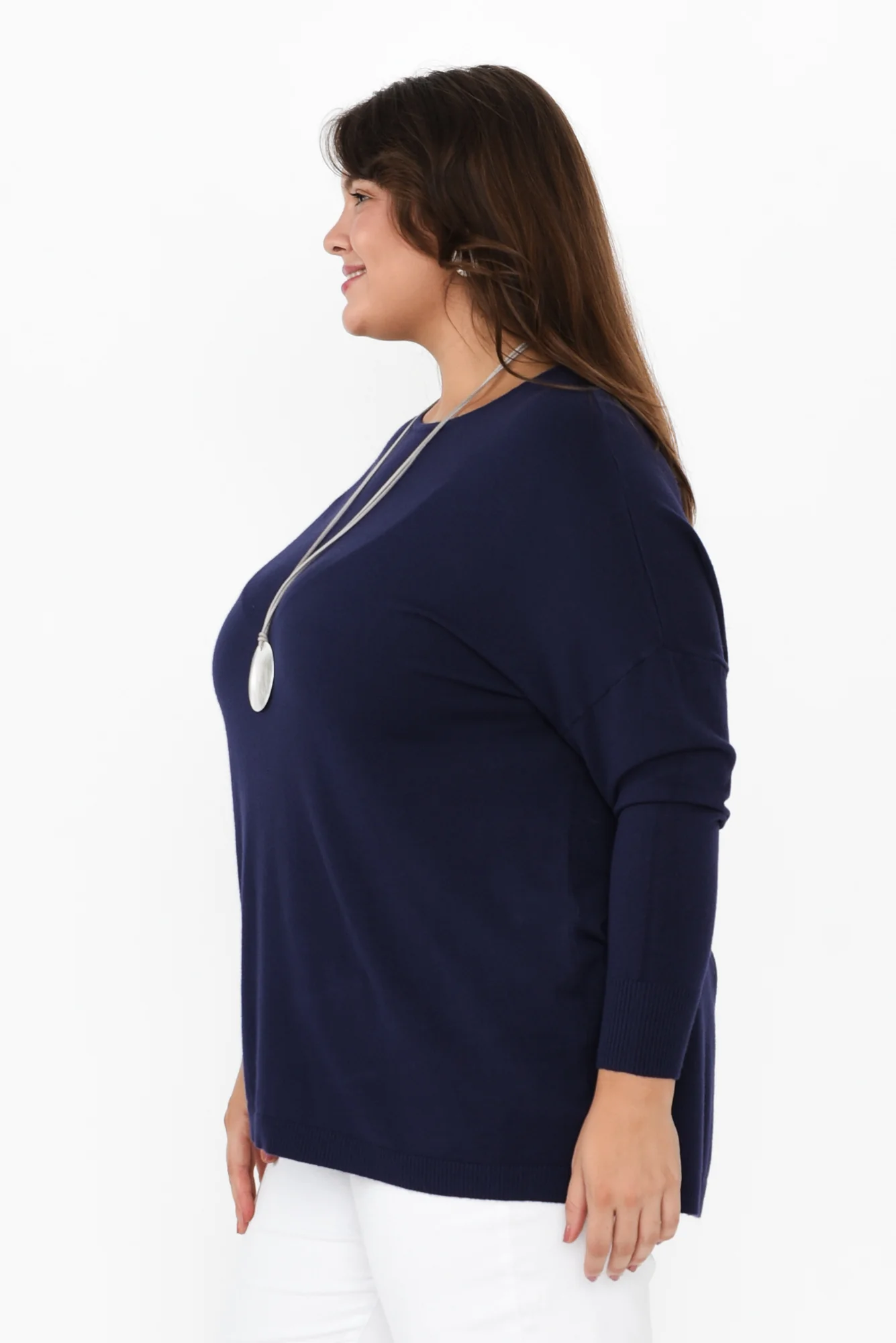 Meryl Navy Wool Blend Drape Jumper - Image 10