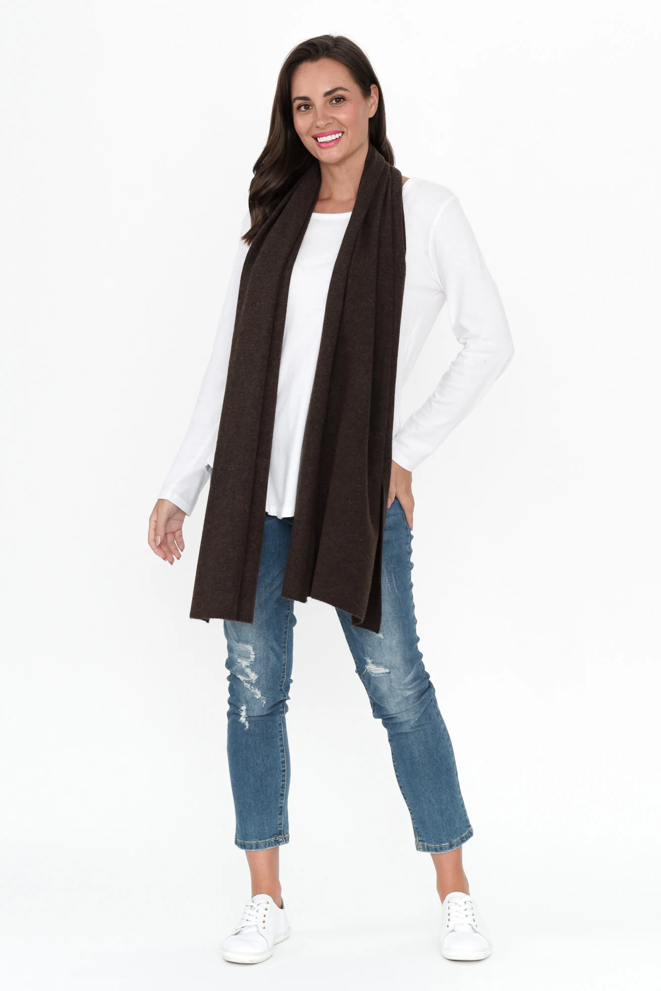 Moritz Chocolate Knit Scarf - Image 2