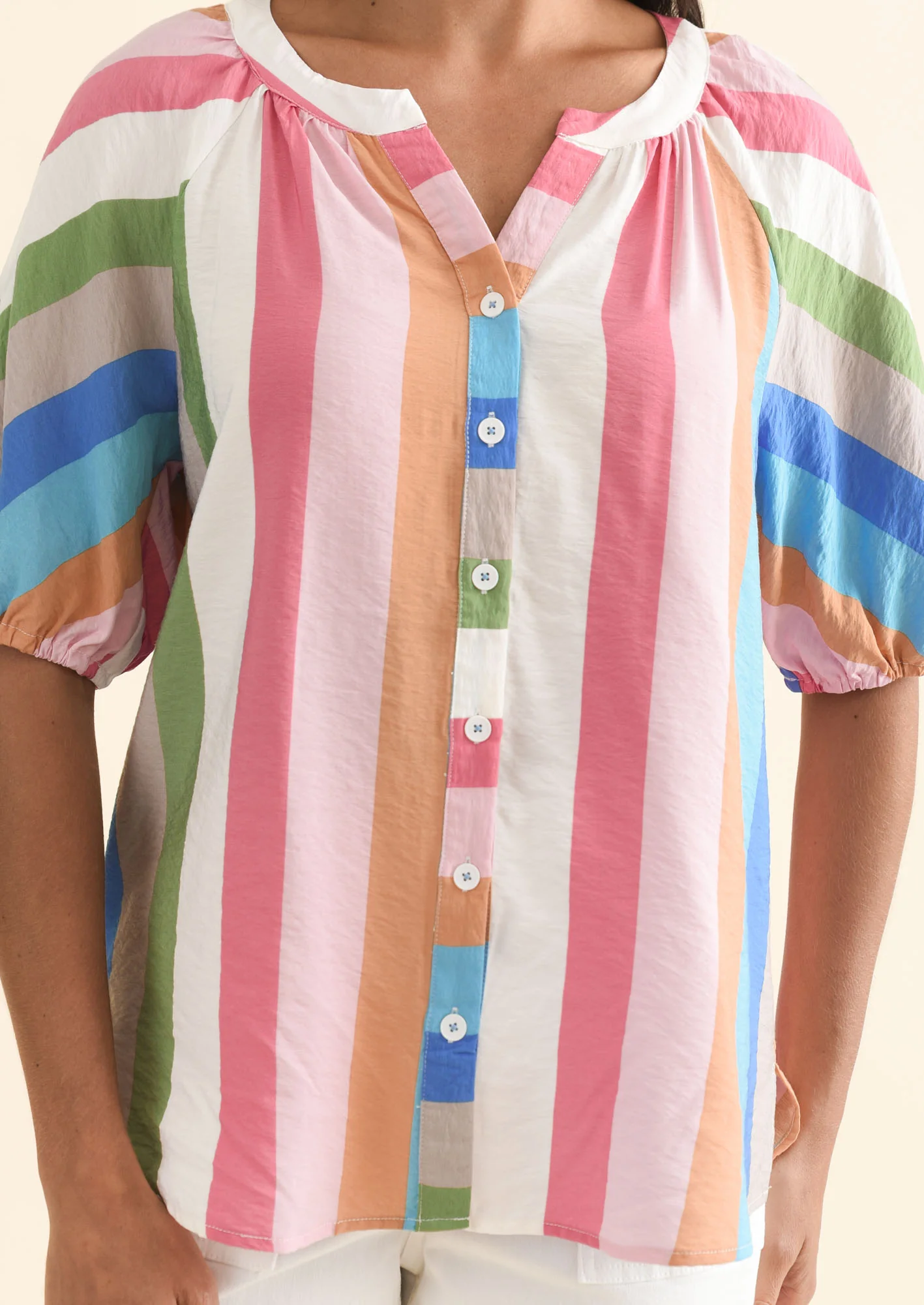 Muna White Stripe Button Top - Image 5