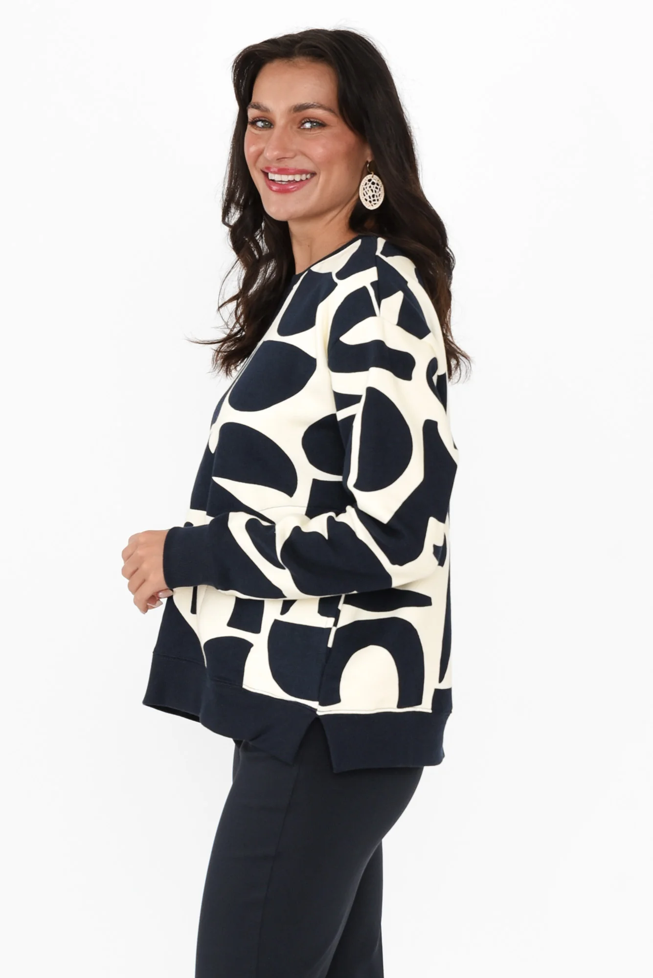 Mural Navy Geo Cotton Sweatshirt - Image 3