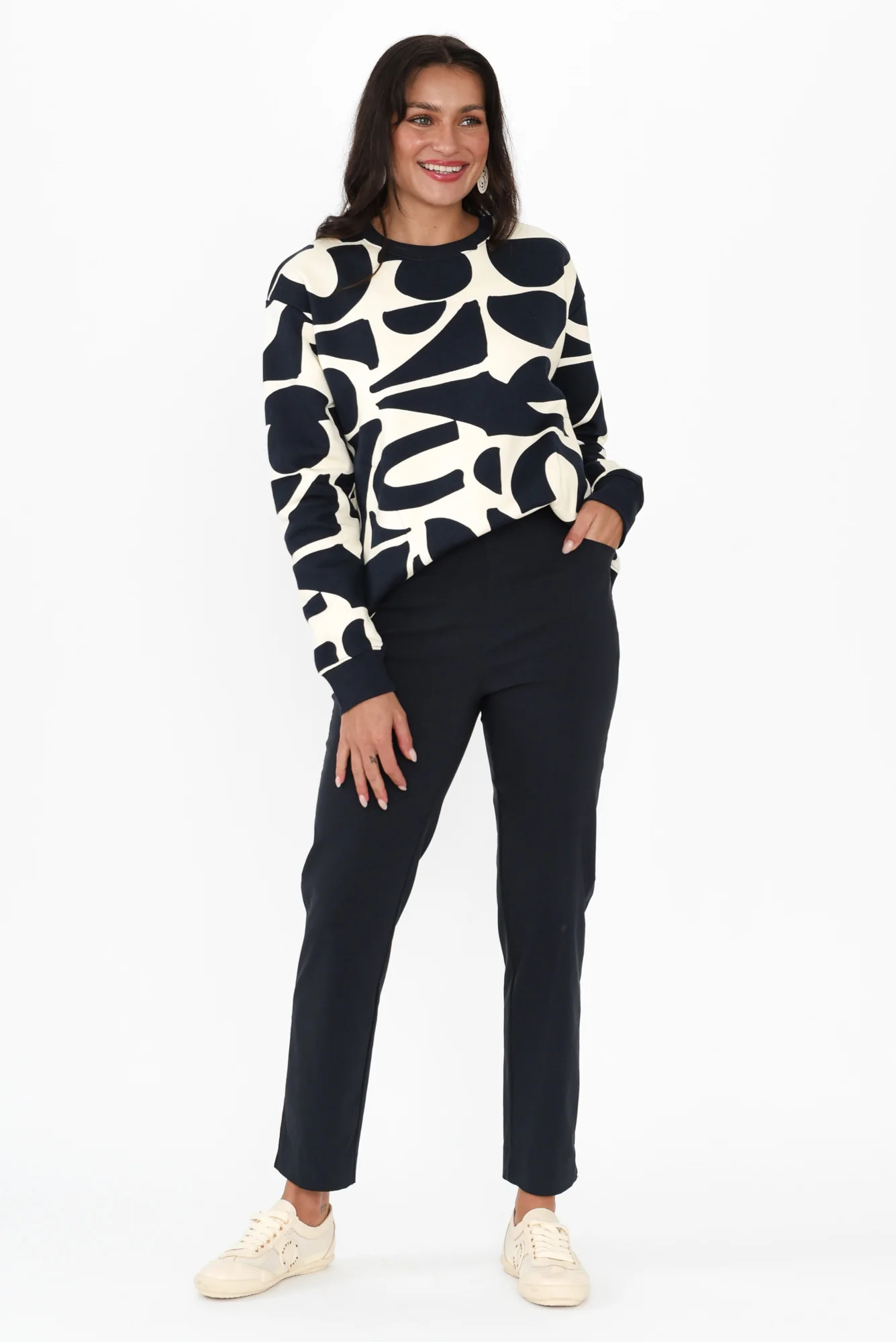 Mural Navy Geo Cotton Sweatshirt - Image 6