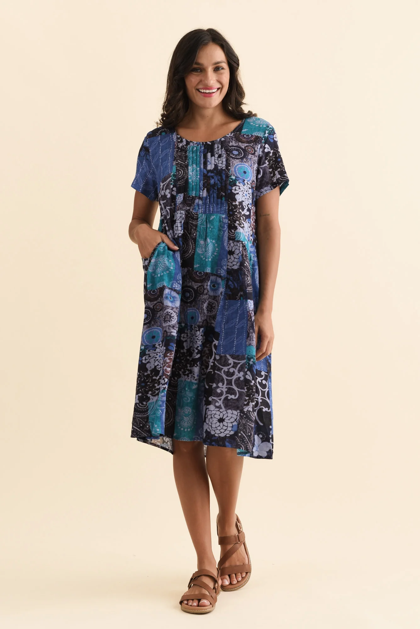 Murano Blue Mosaic Cotton Dress - Image 2