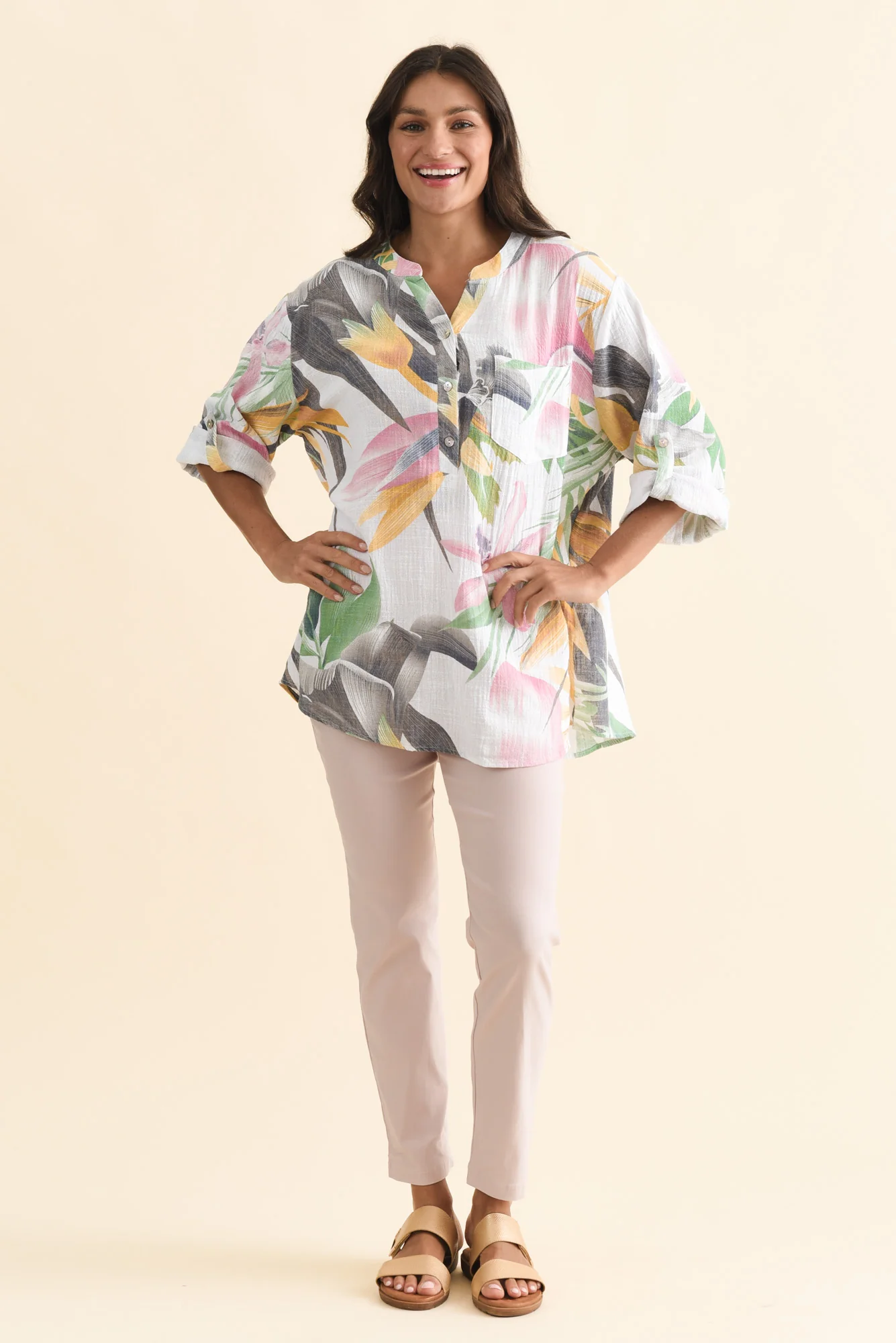 Muse White Flower Cotton Linen Top - Image 6