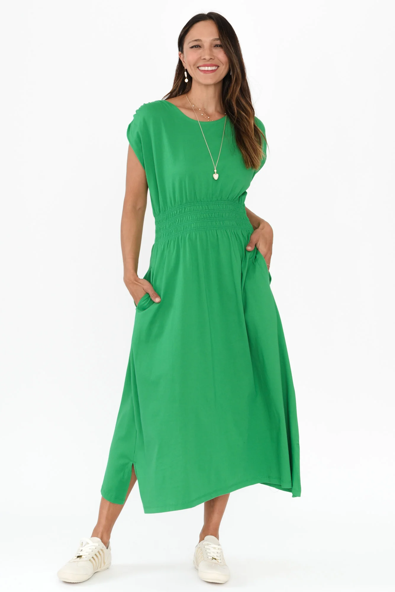 Nelle Green Cotton Pocket Dress - Image 2