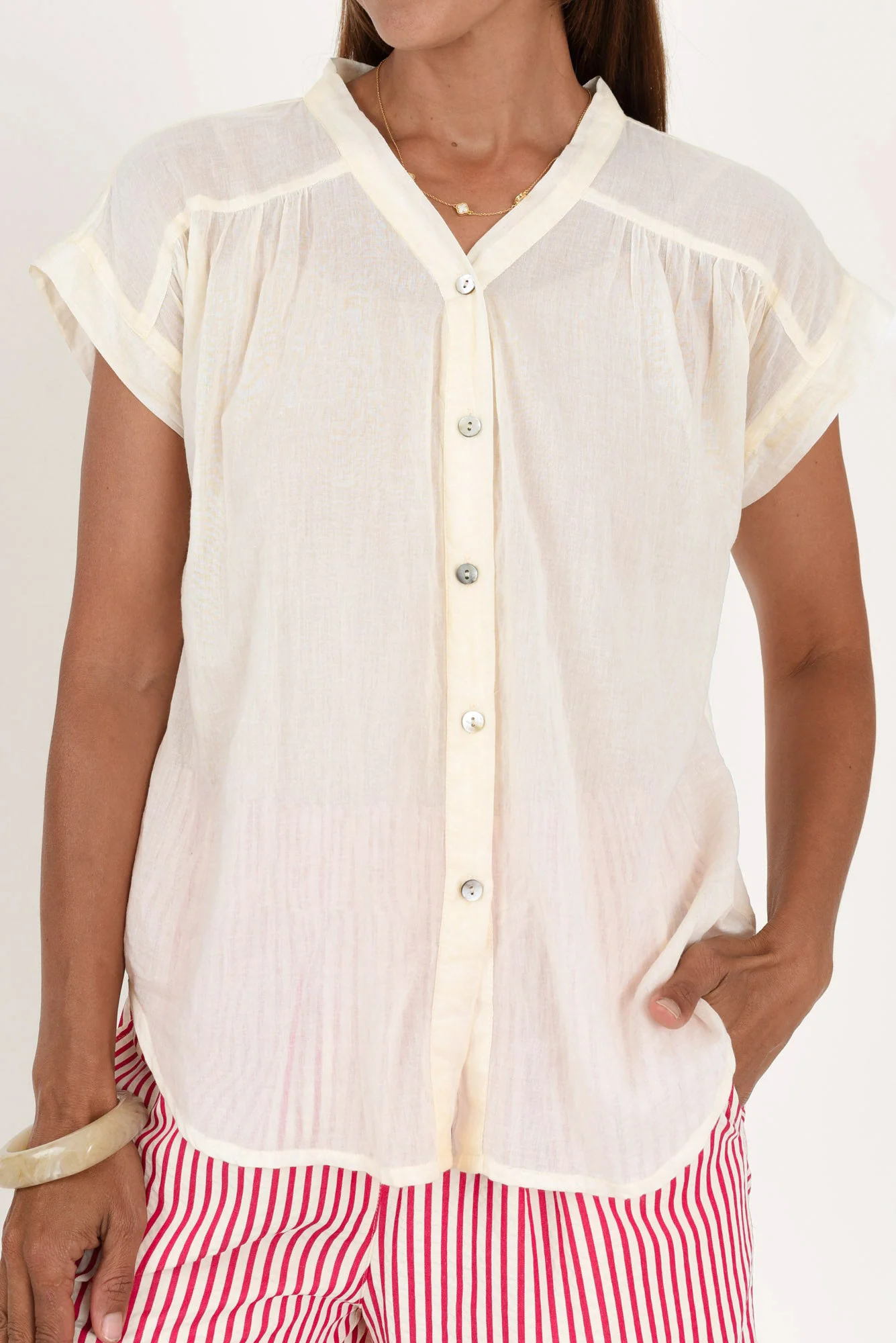 Nevada White Cotton Button Top - Image 6