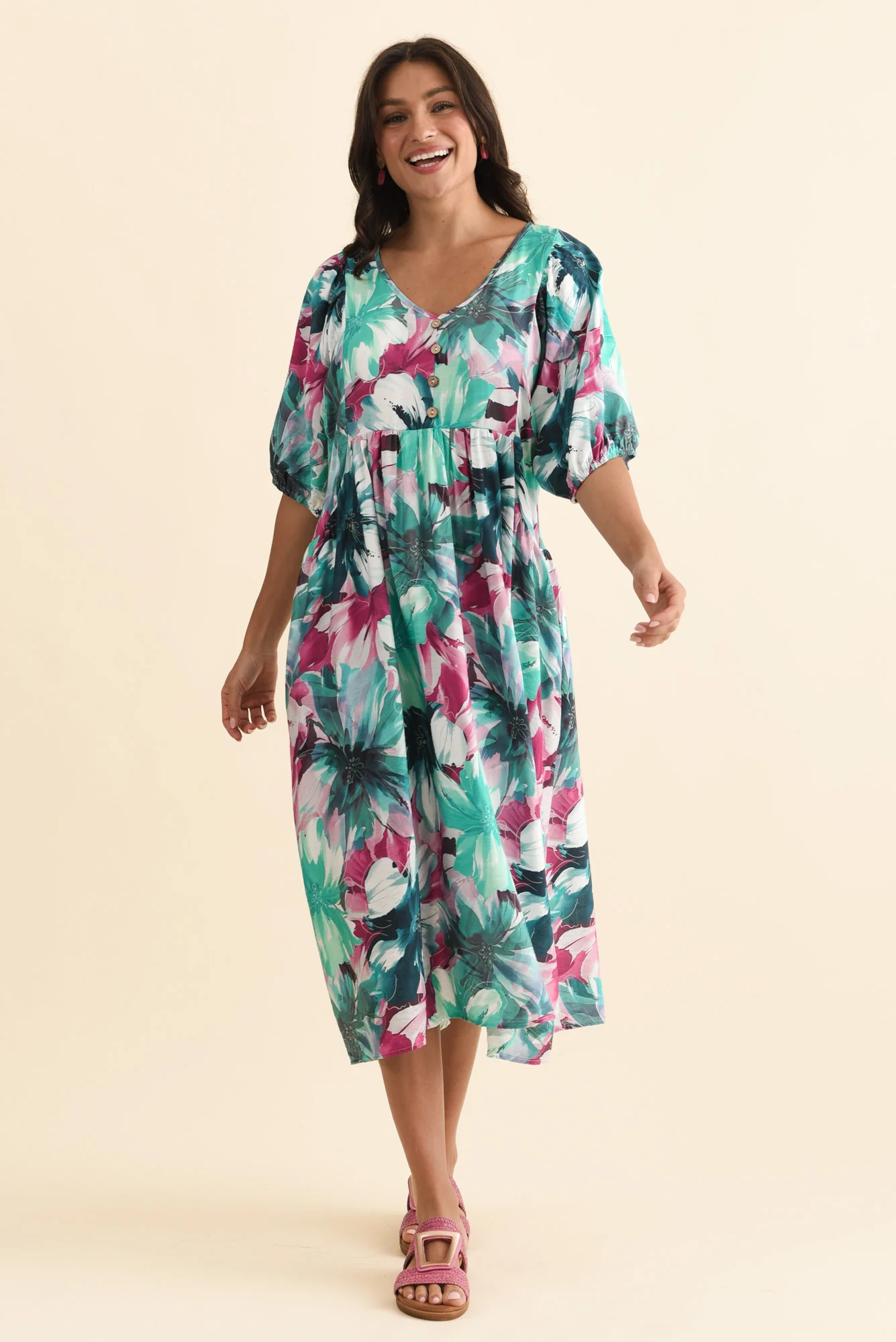 Nolte Teal Flower Pocket Dress - Image 2