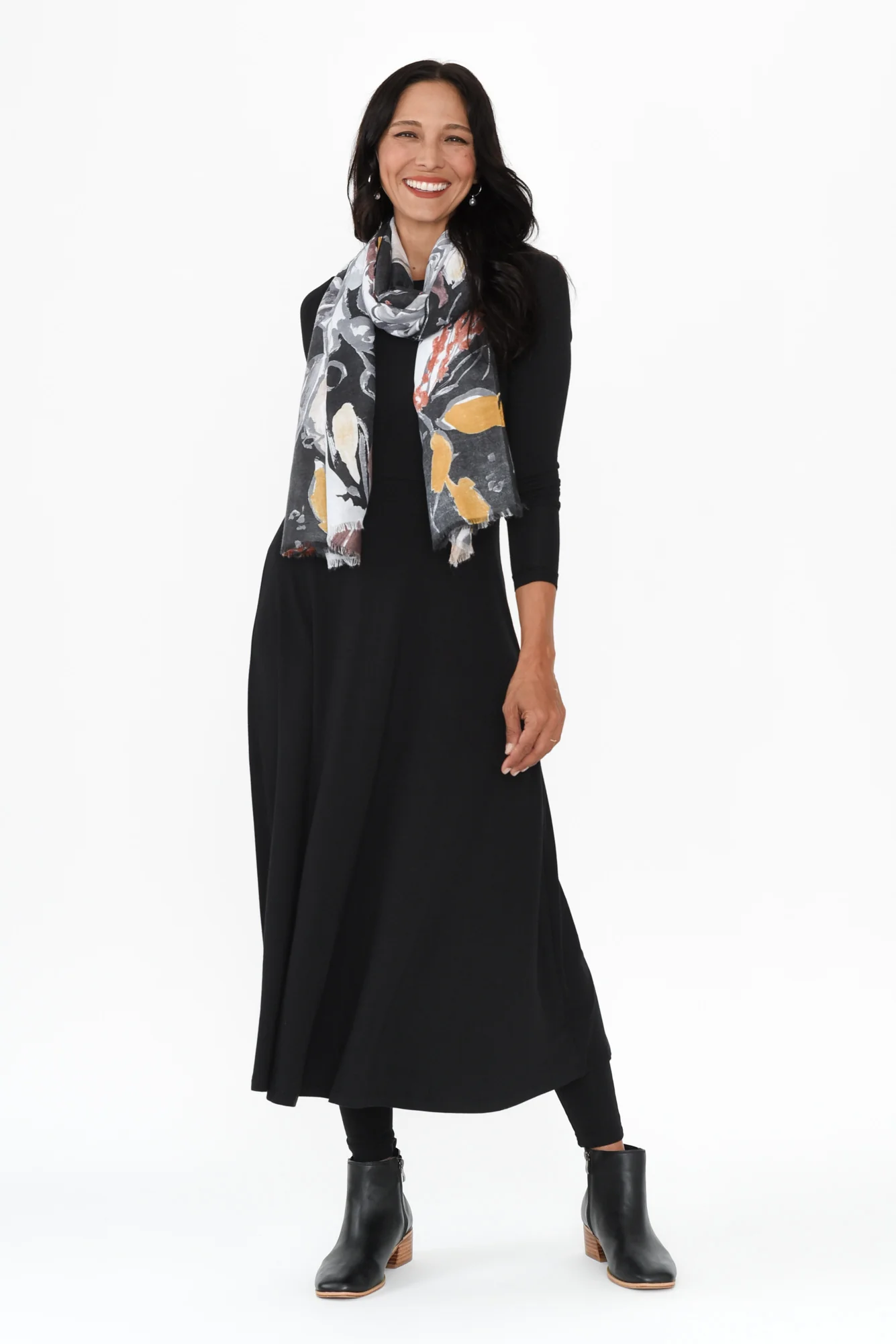 Olivia Black Bamboo Sleeved Dress - Image 3