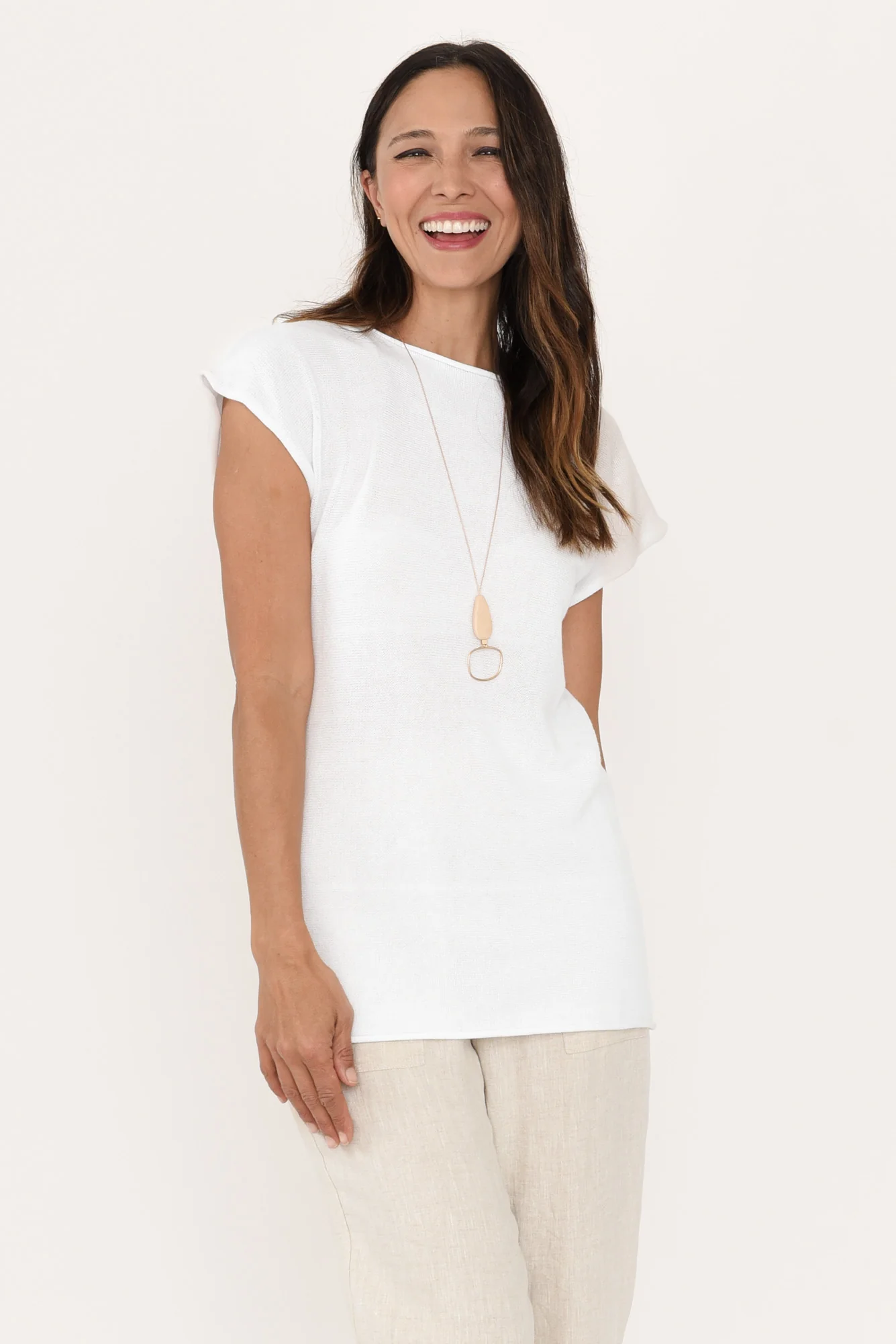 Ollie White Cotton Knit Tee
