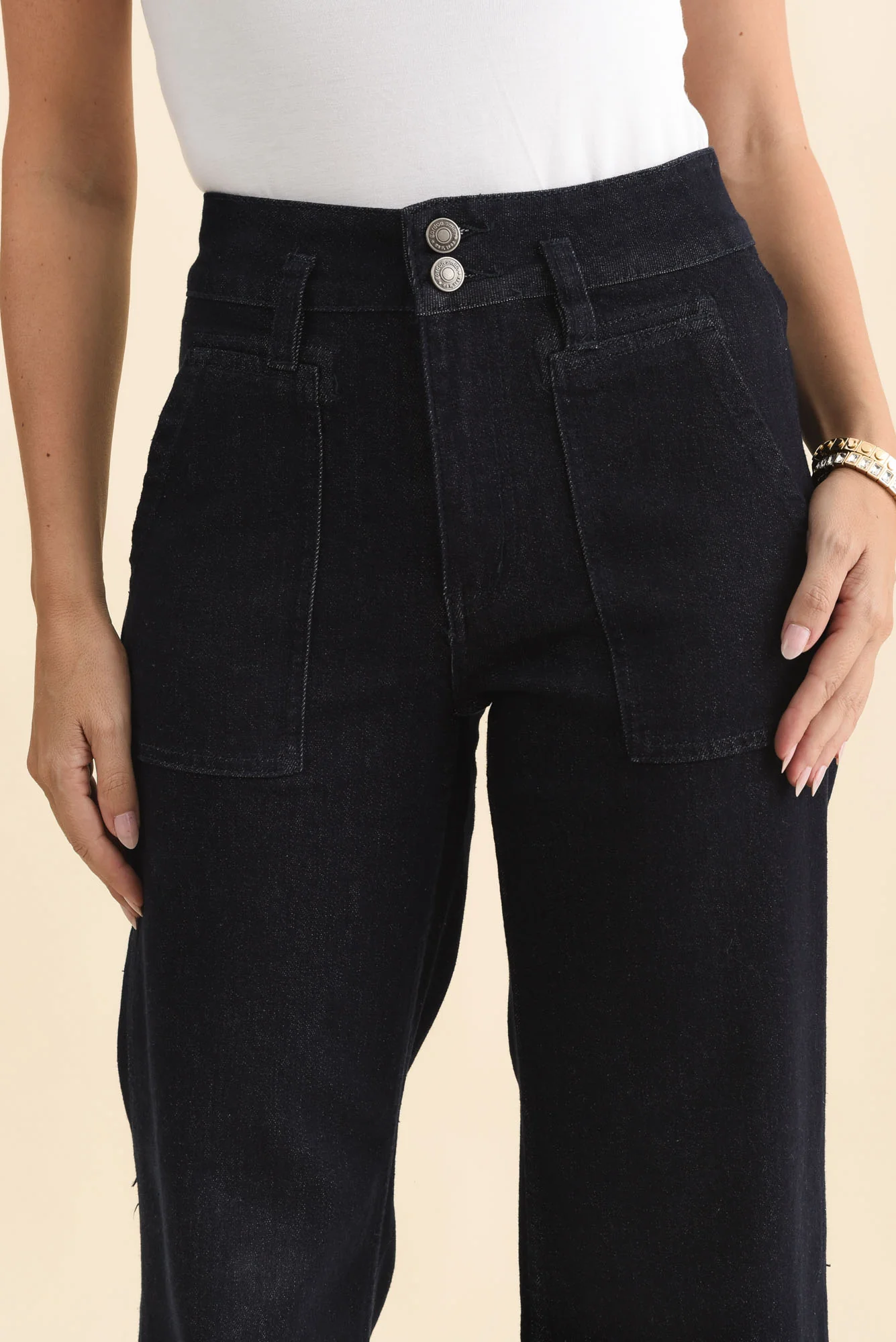 Orwell Dark Blue Wide Leg Jeans - Image 6
