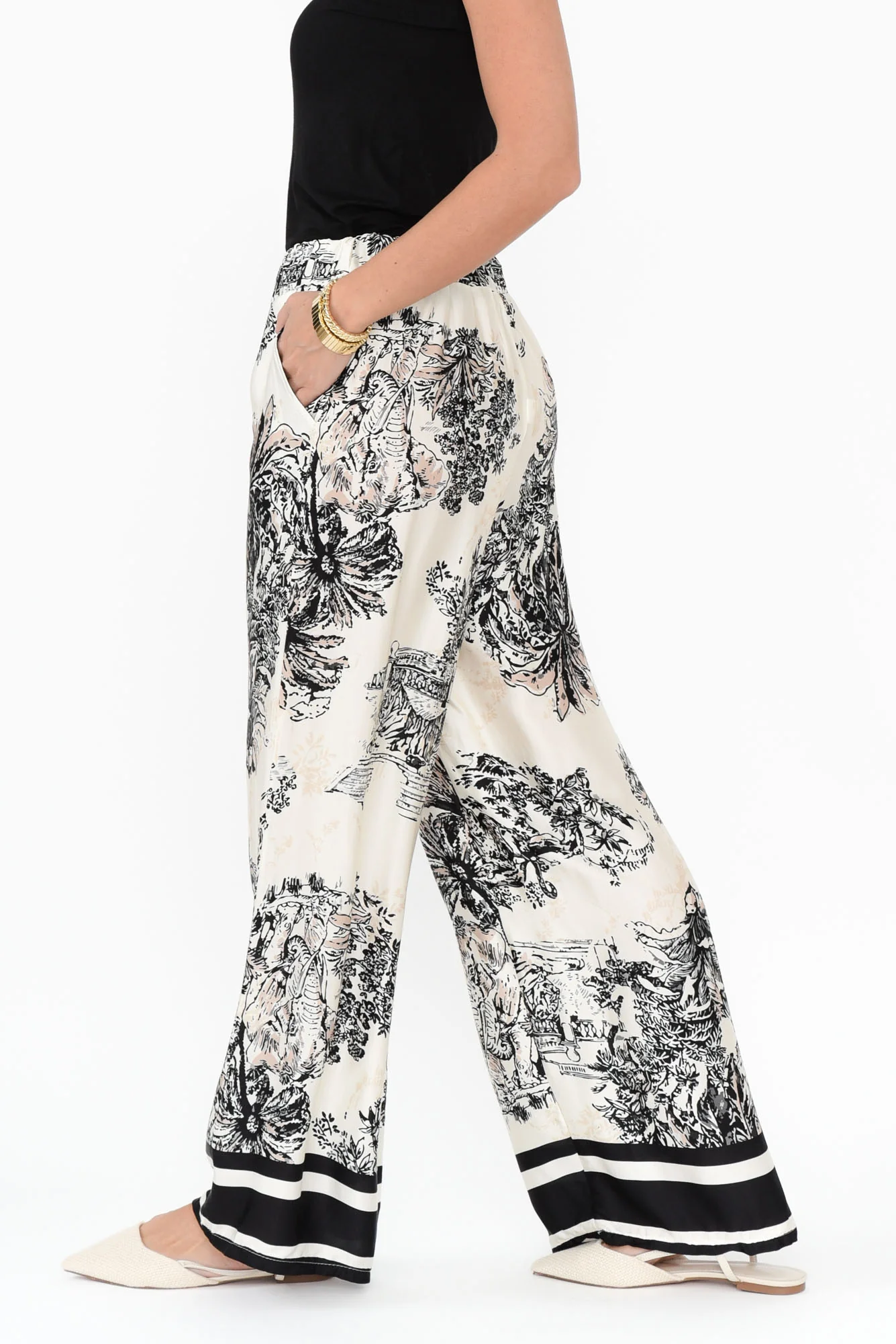 Persephone Natural Jungle Wide Leg Pants - Image 3