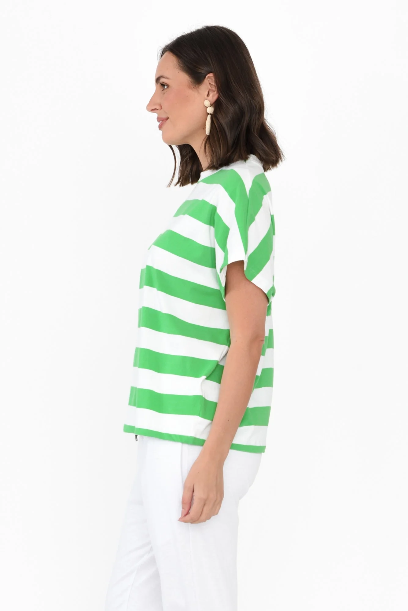 Poet Green Stripe Cotton Tee - Image 3