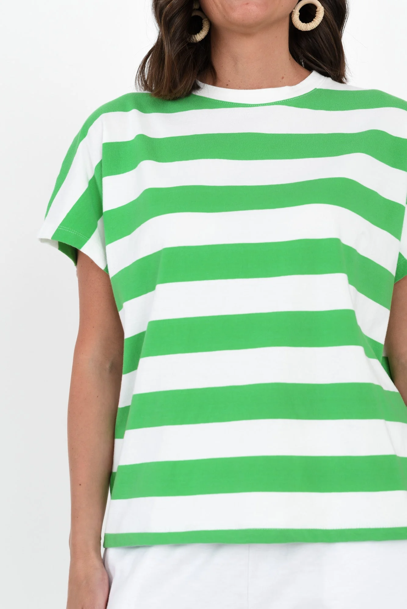Poet Green Stripe Cotton Tee - Image 5