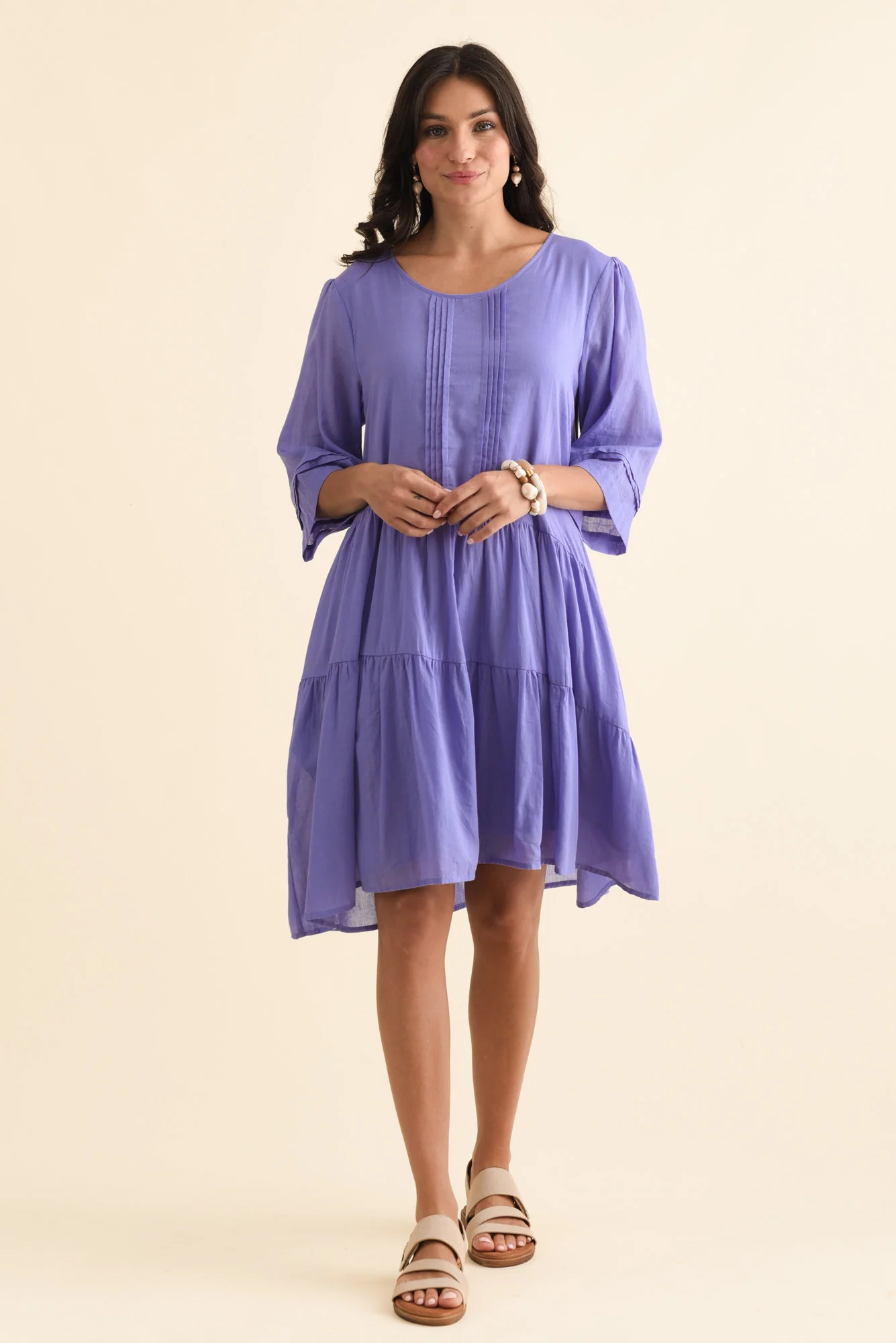 Portia Purple Cotton Asymmetrical Dress - Image 7