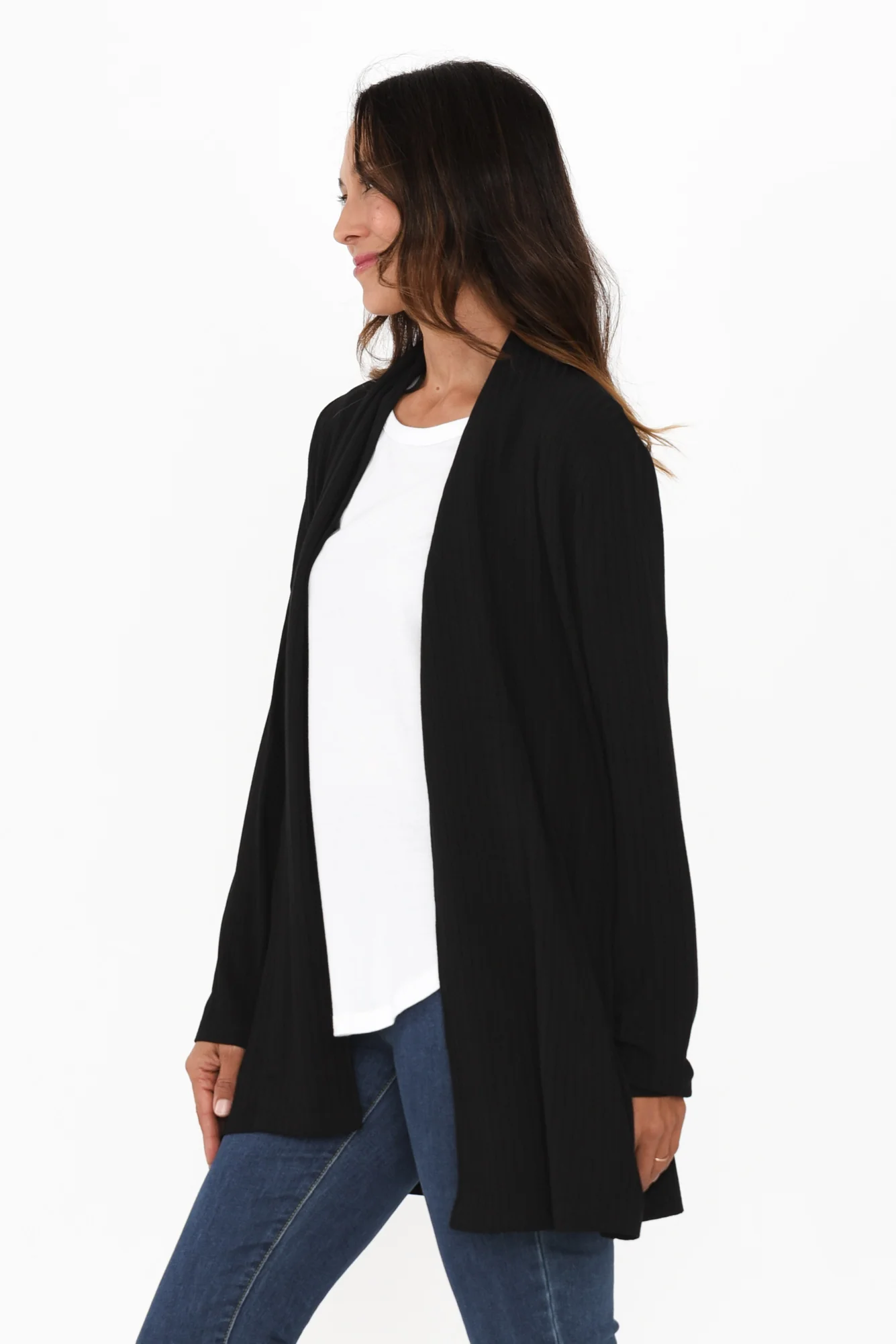 Portland Black Ribbed Cardigan - Image 3