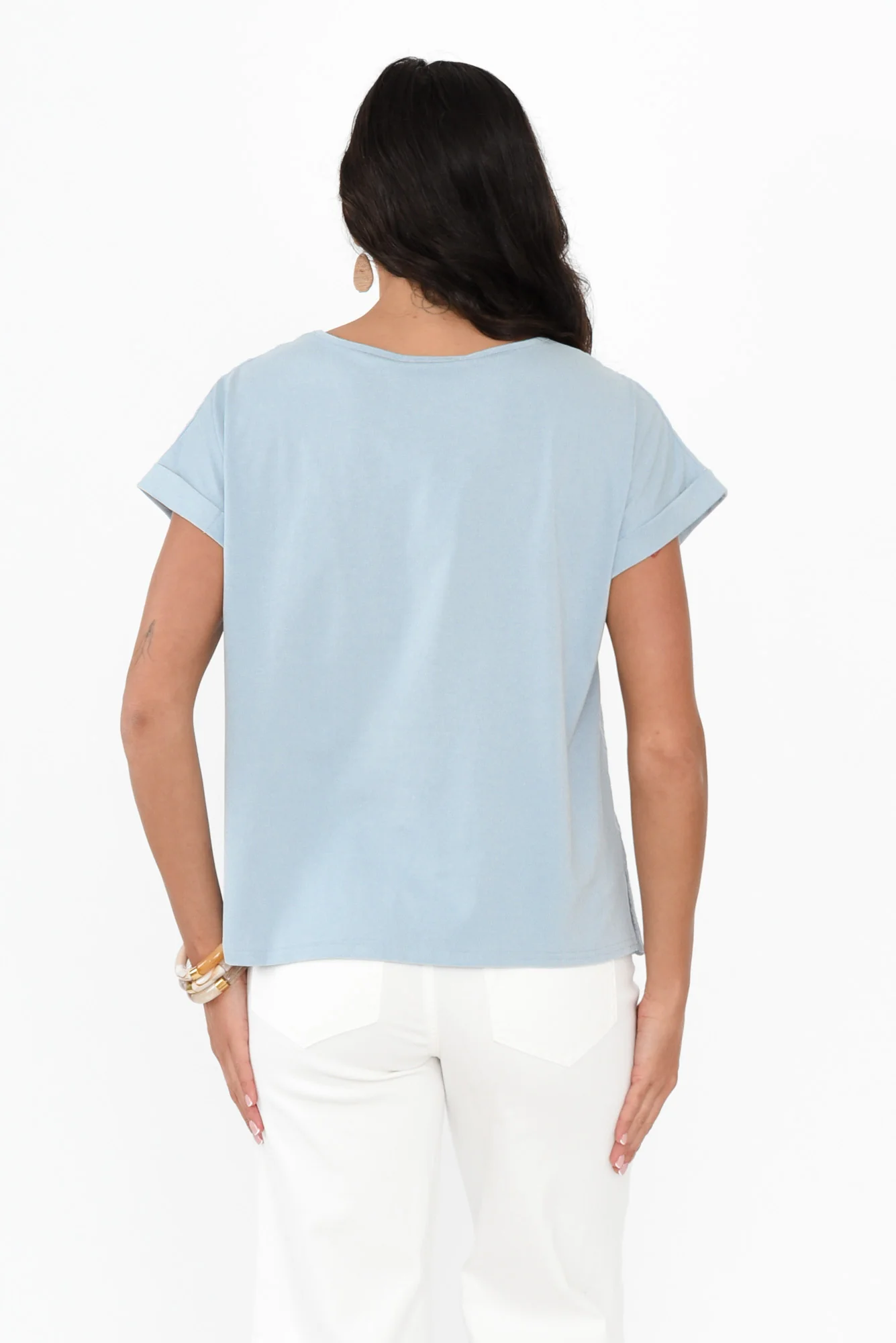 Raewyn Blue Flower Embroidered Cotton Top - Image 4