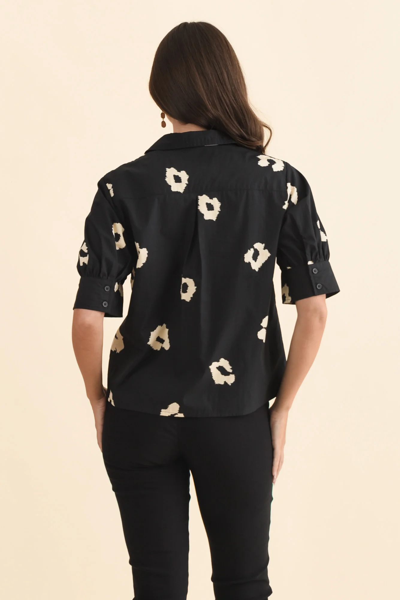 Reagan Black Leopard Cotton Shirt - Image 4