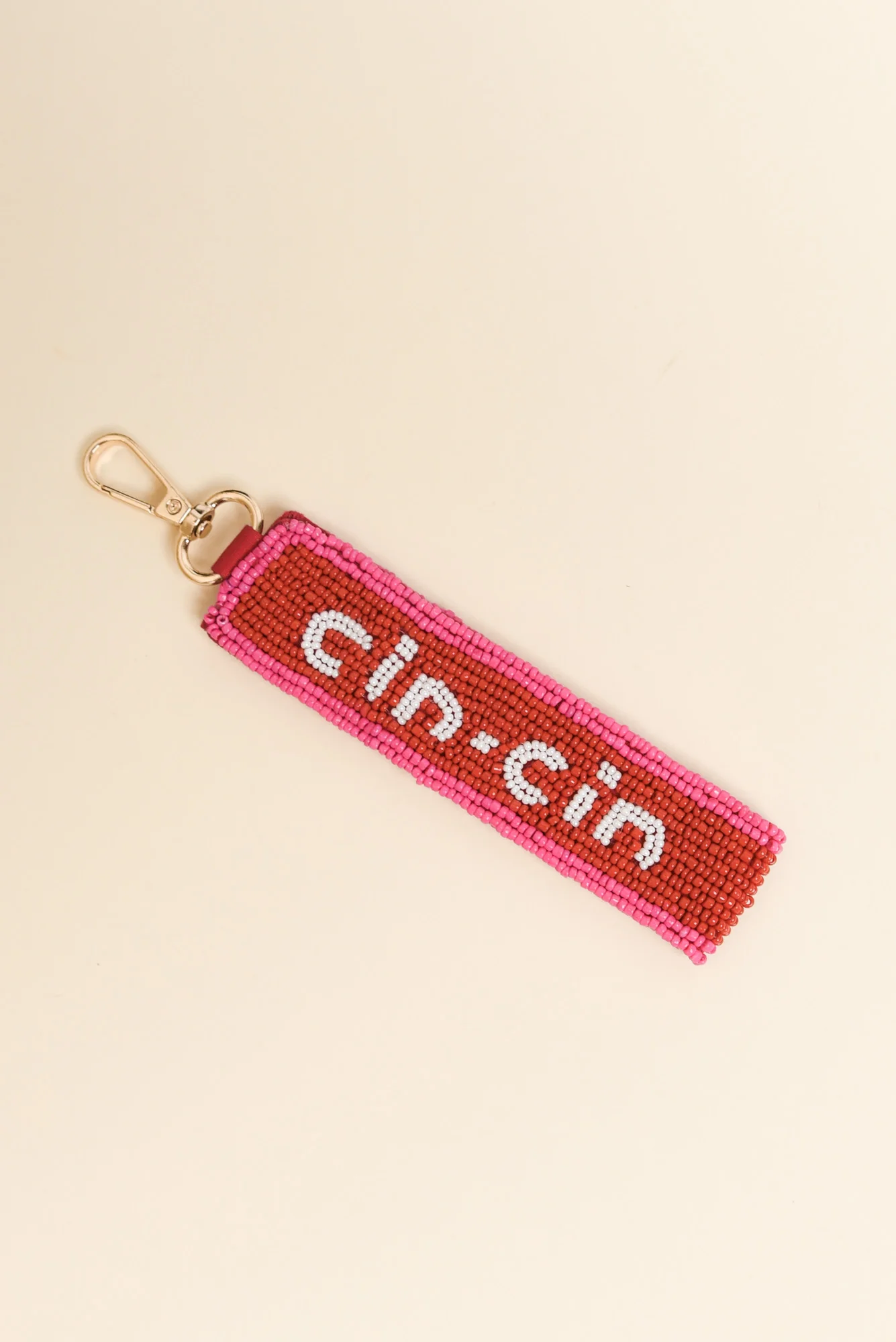 Red Sip Sip Beaded Keychain - Image 2