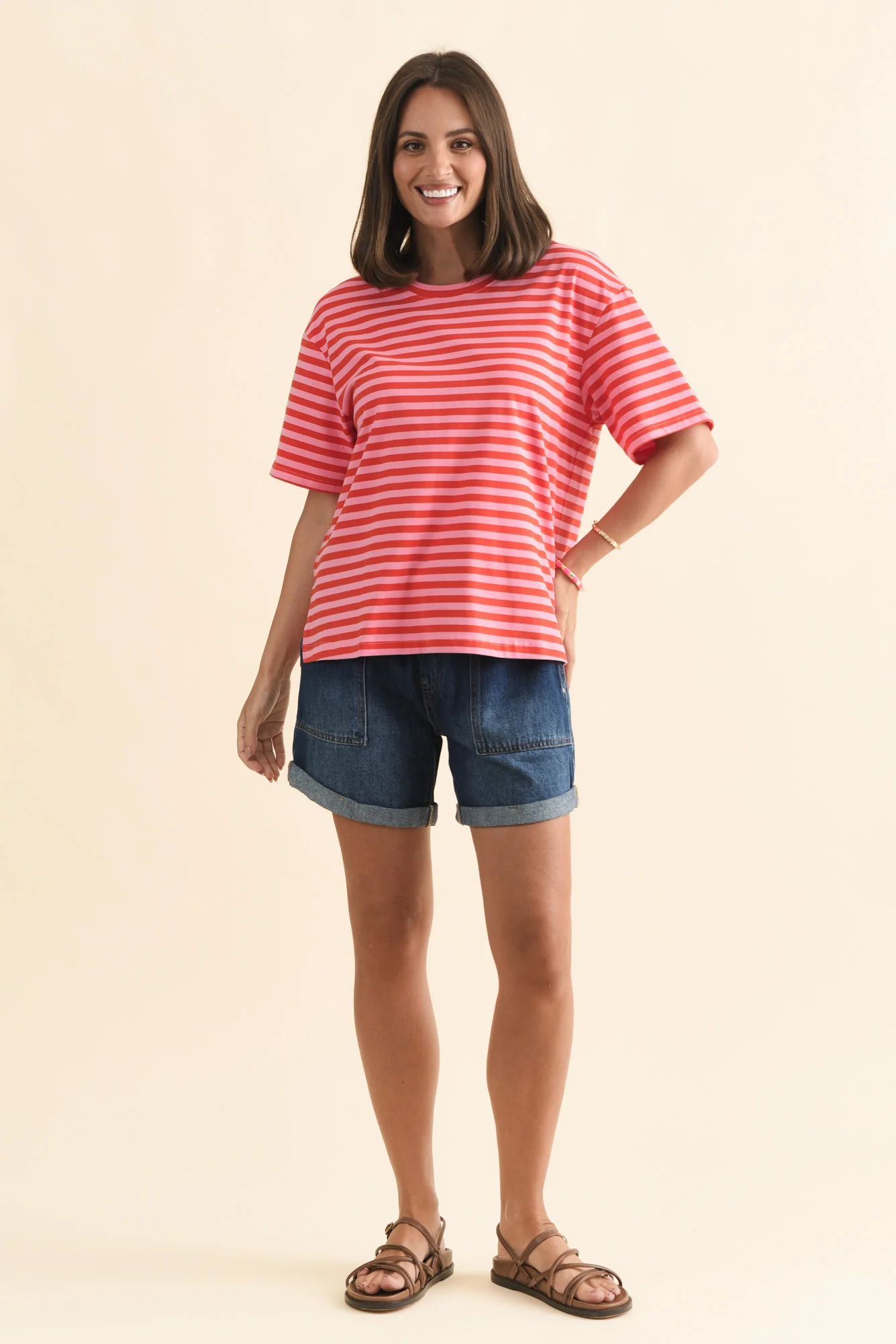 Relax Pink Stripe Cotton Tee - Image 6