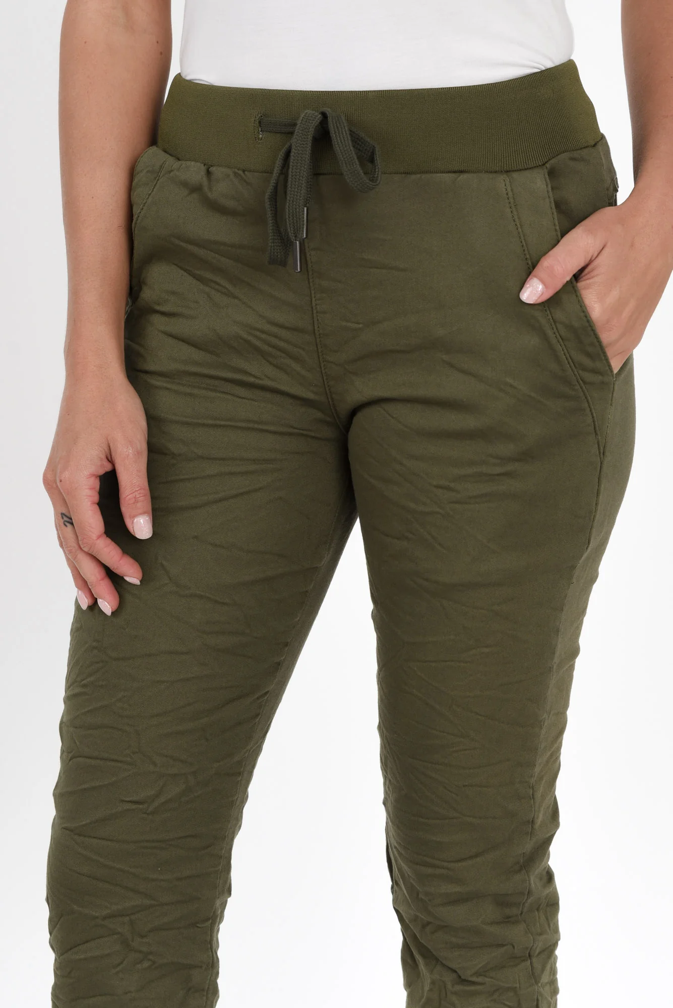Riley Khaki Denim Jogger Pants - Image 5