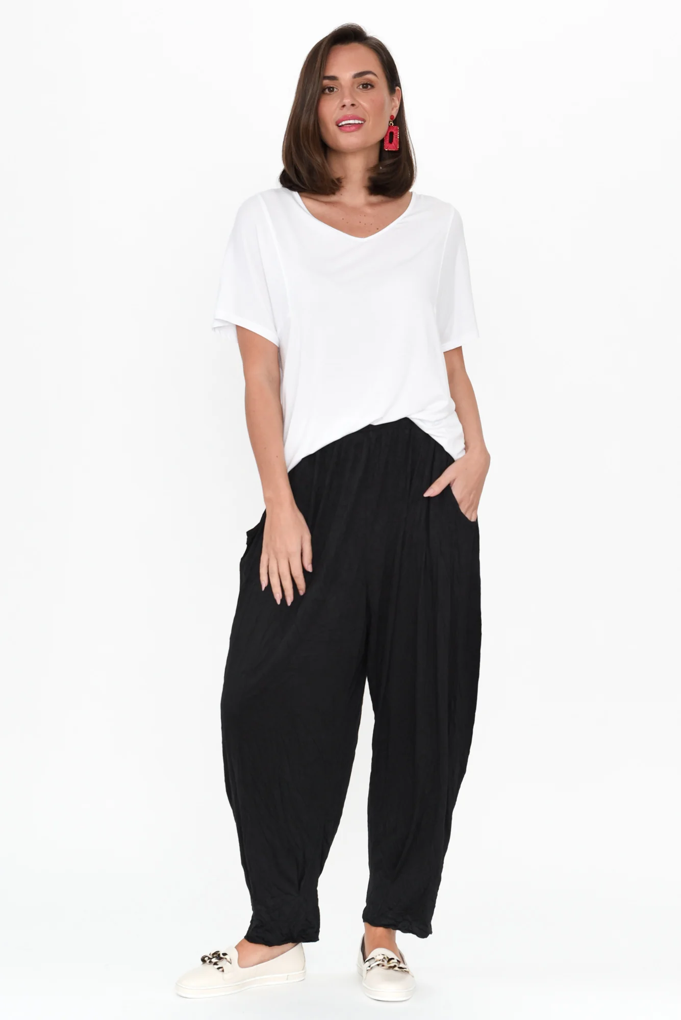 Rylee Black Crinkle Cotton Pants - Image 7