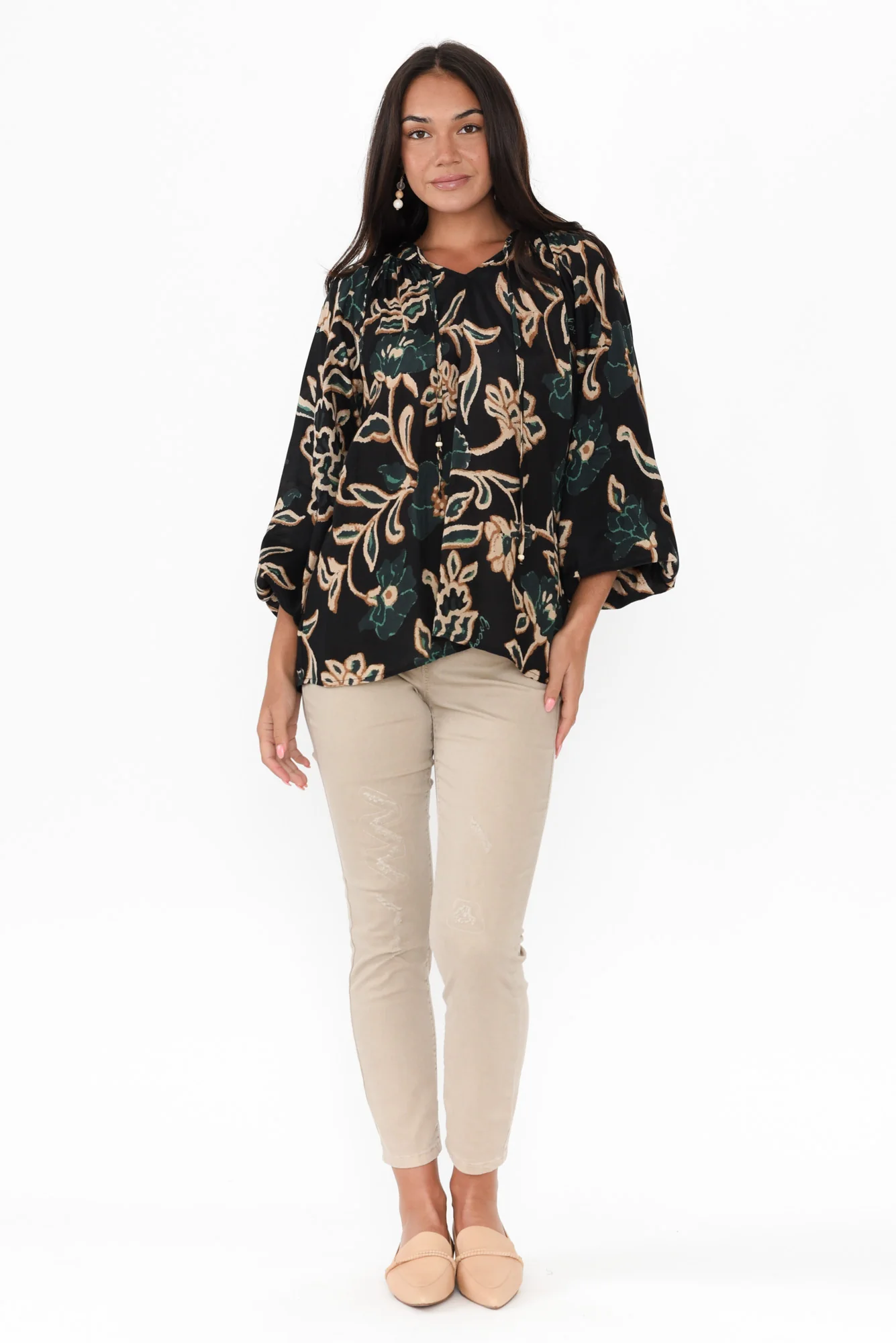 Sanya Navy Floral Tie Top - Image 6