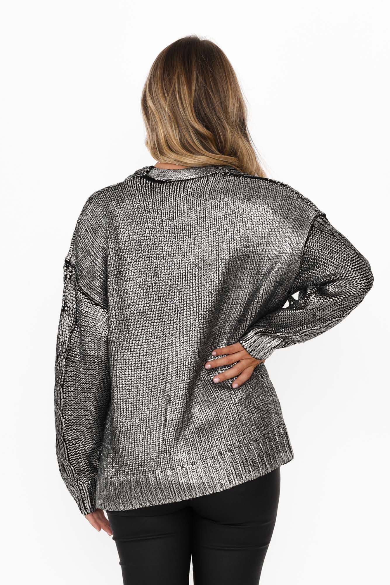 Satellite Black Metallic Knit Jumper - Image 4