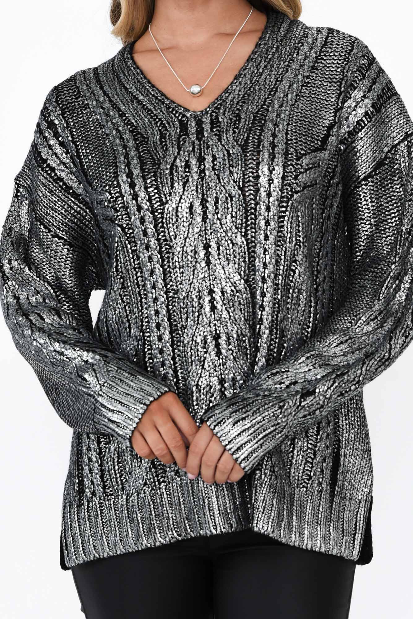 Satellite Black Metallic Knit Jumper - Image 5
