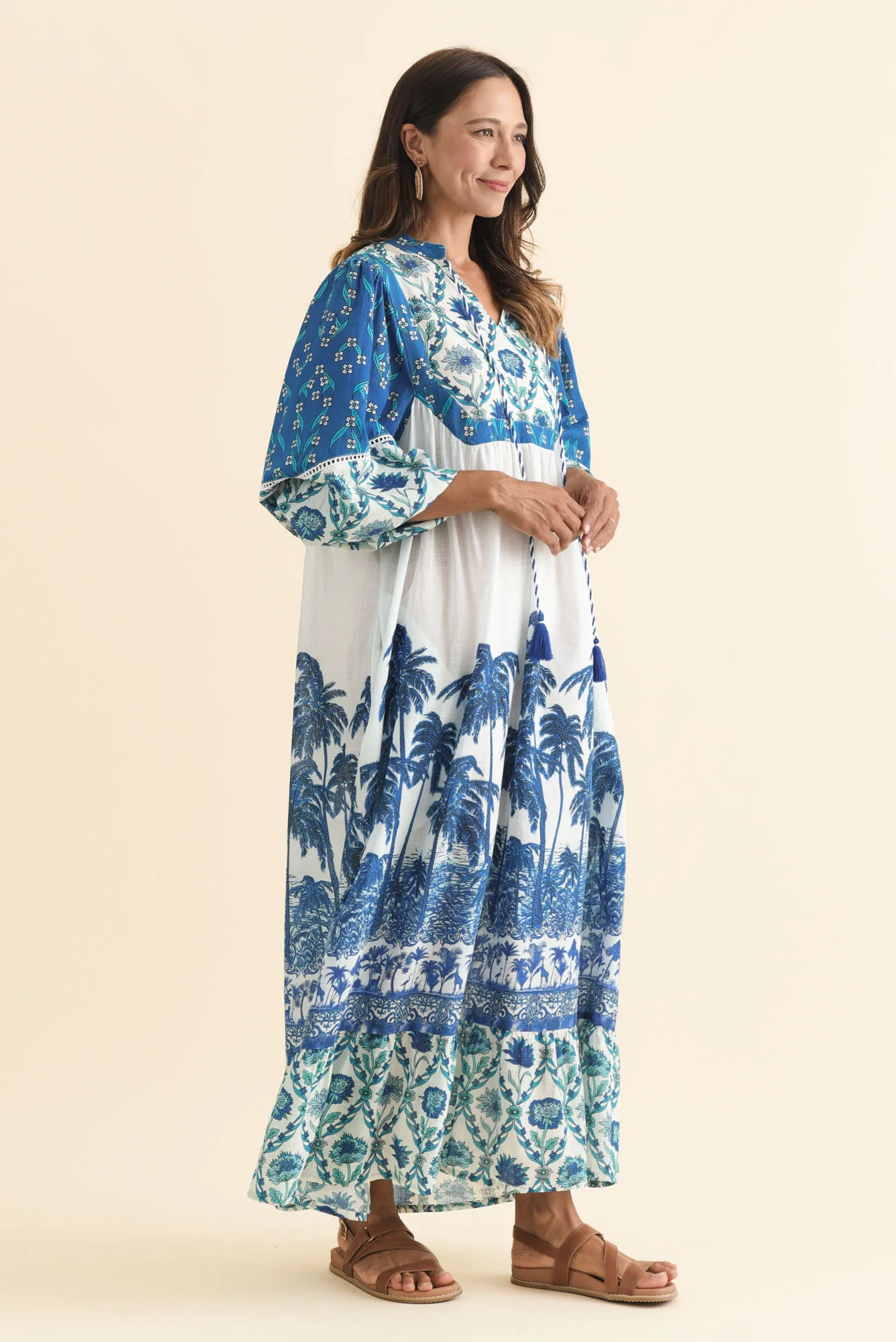 Shari Blue Tropical Cotton Dress - Image 4