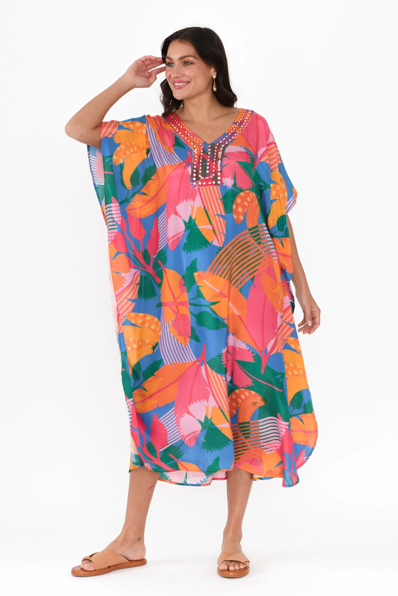 Shelly Blue Leaf Kaftan - Image 6