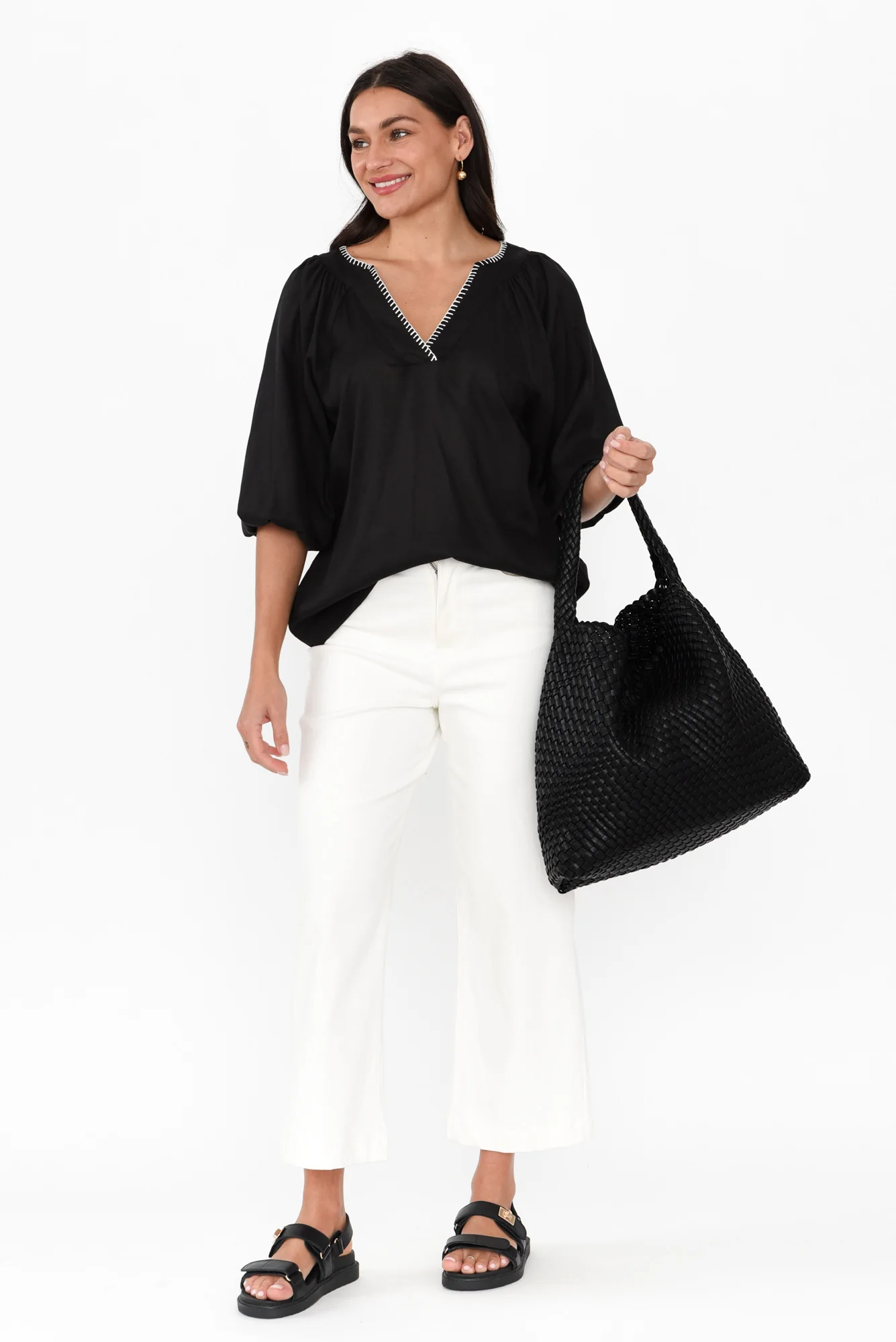 Showcase Black Contrast Stitch Top - Image 3