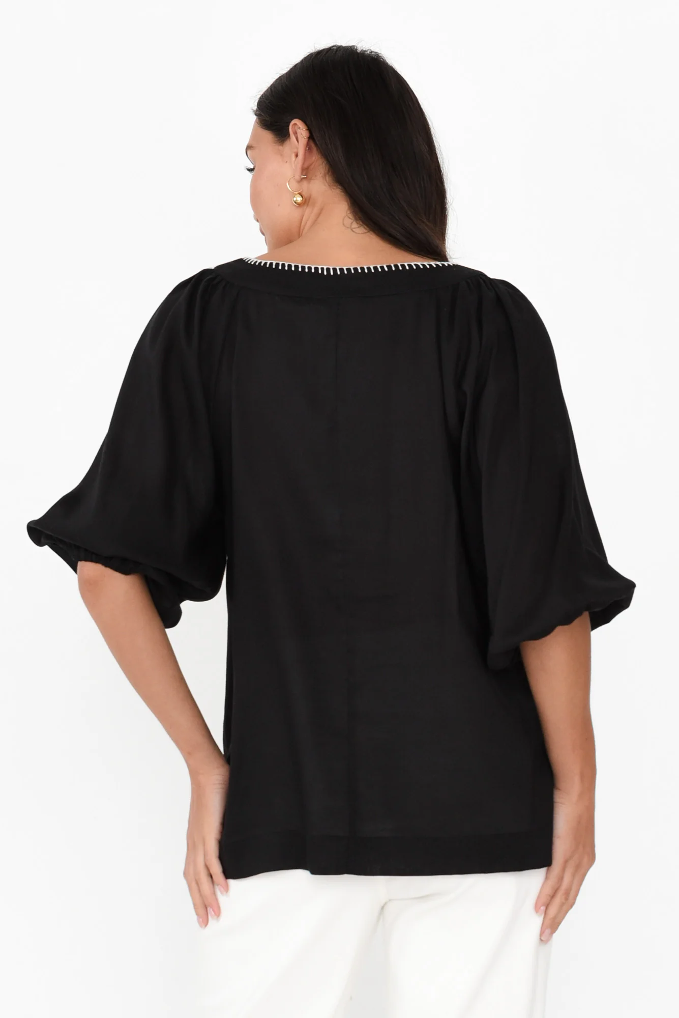 Showcase Black Contrast Stitch Top - Image 5