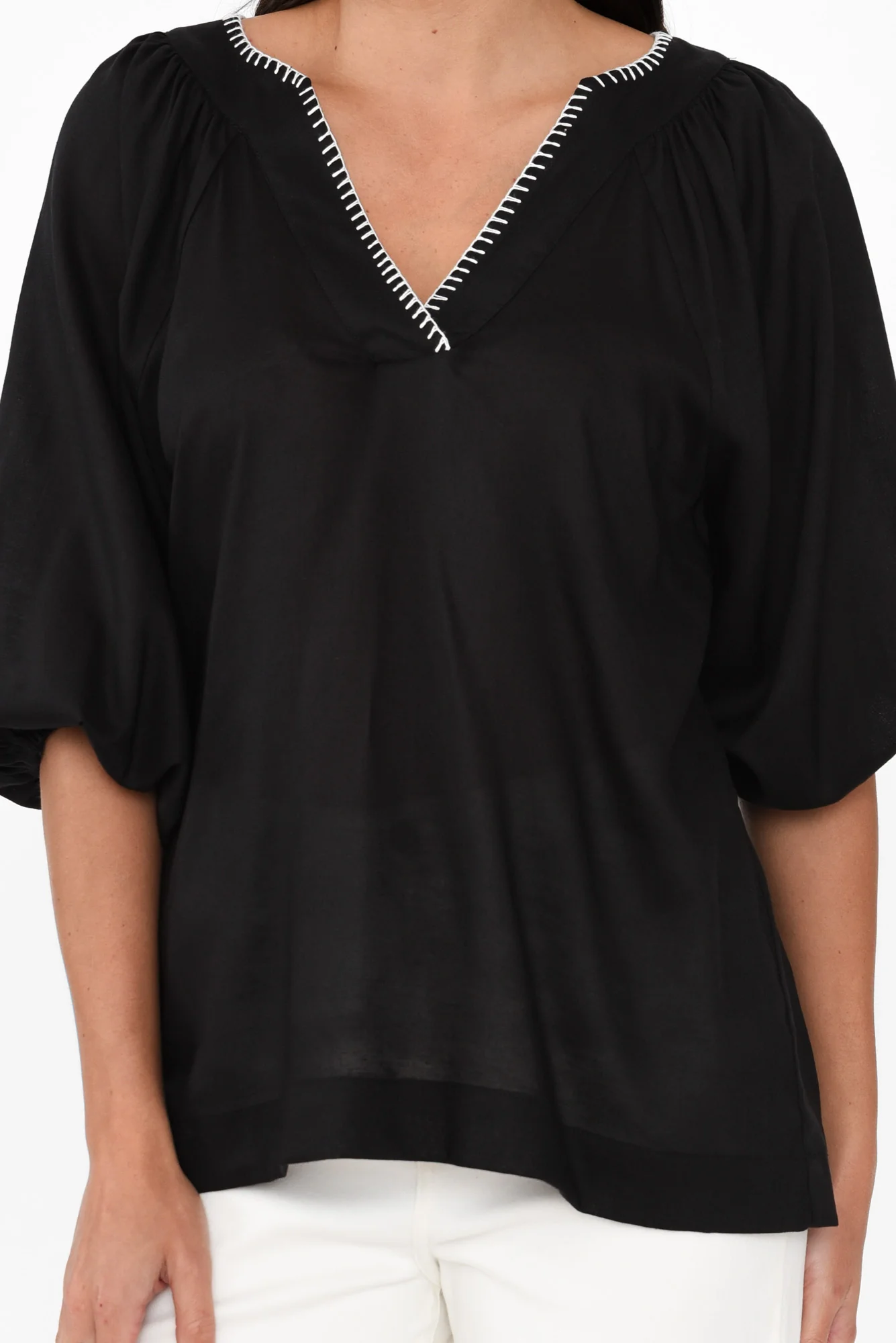 Showcase Black Contrast Stitch Top - Image 6