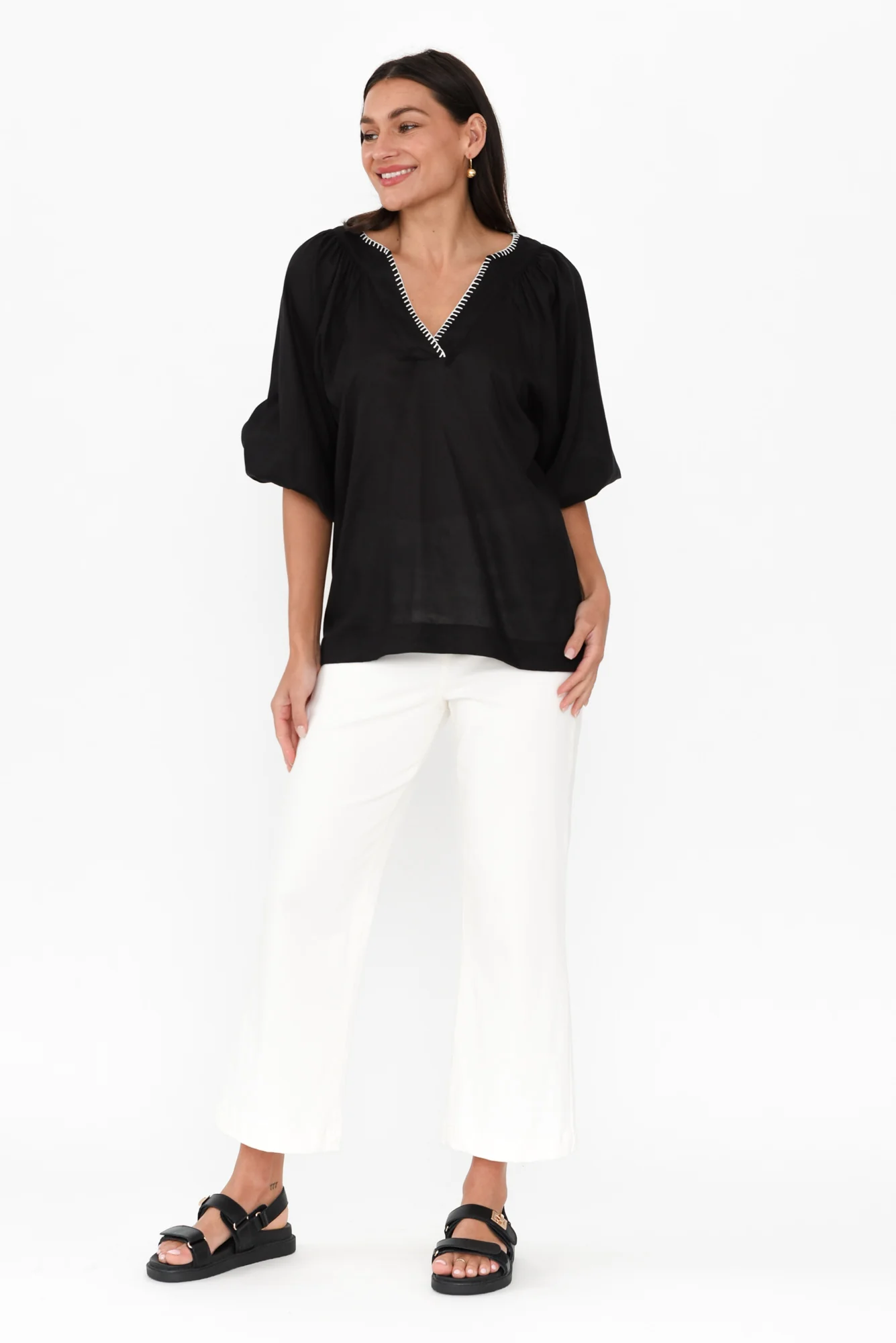 Showcase Black Contrast Stitch Top - Image 7