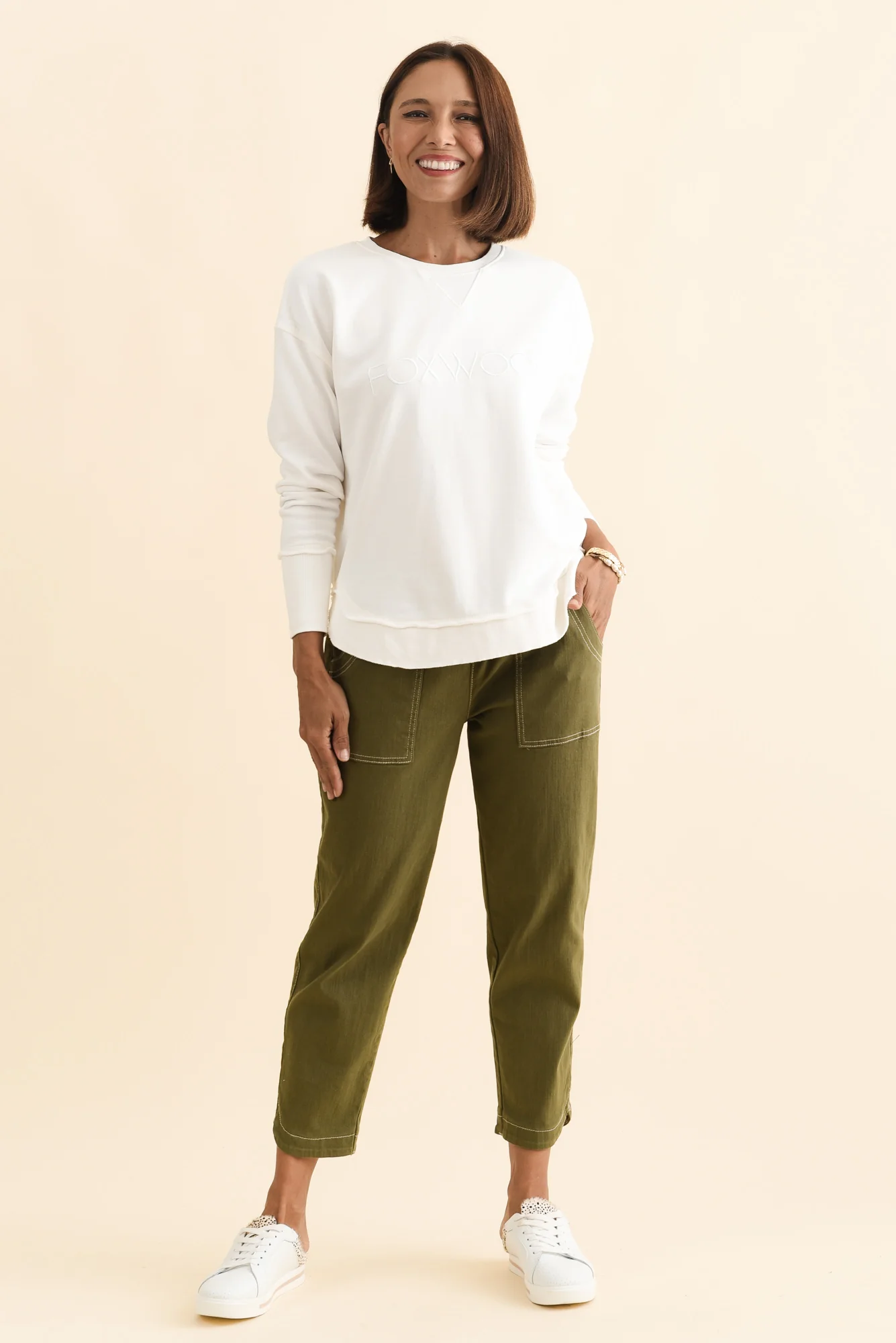 Simplified White Crewneck Sweatshirt - Image 3