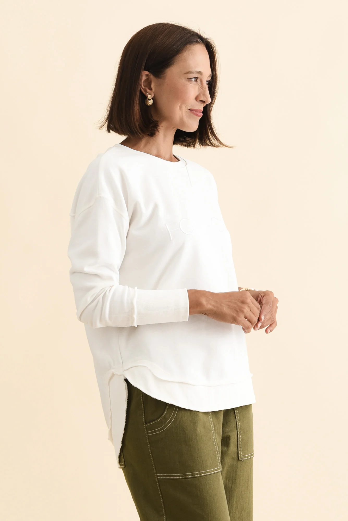 Simplified White Crewneck Sweatshirt - Image 4
