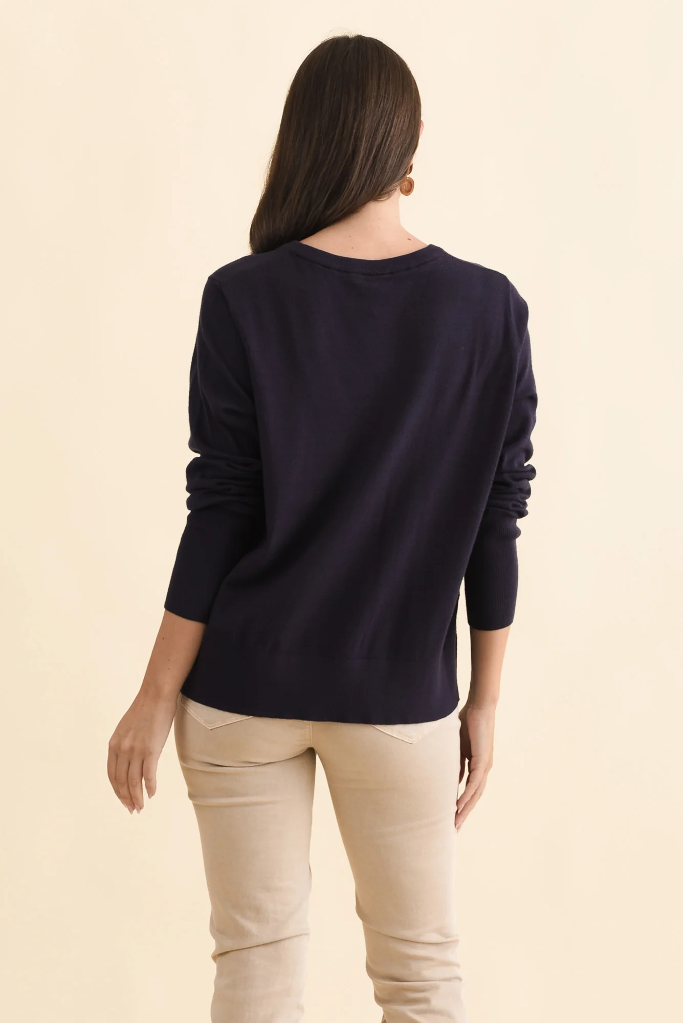 Sunny Navy Long Sleeve Knit Top - Image 4