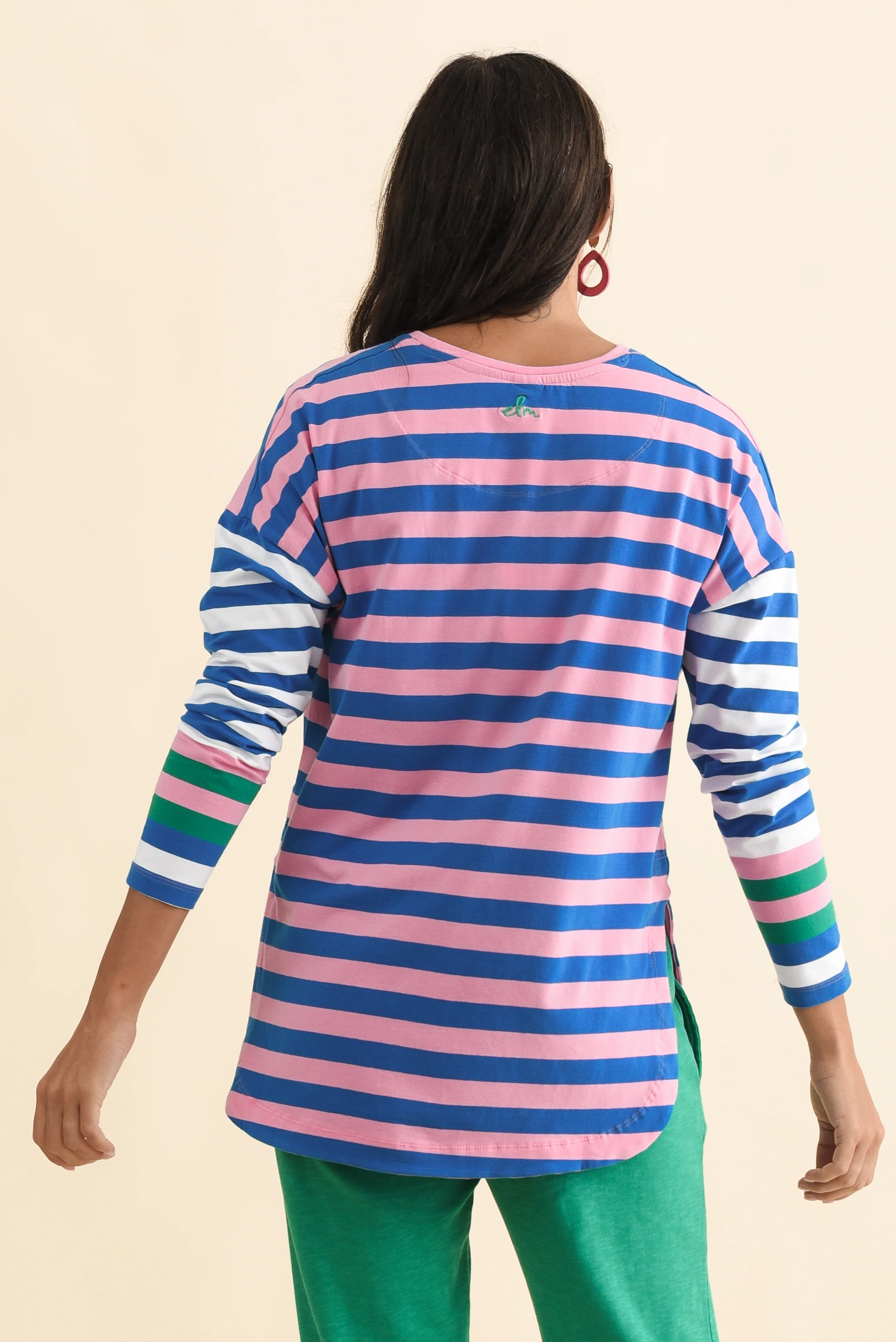 Taffy Blue Stripe Cotton Long Sleeve Tee - Image 4